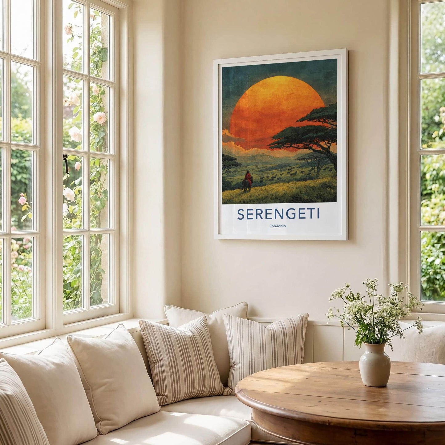 Serengeti Poster - Tanzania Travel Art - Savanna Sunset Rider Home Decor