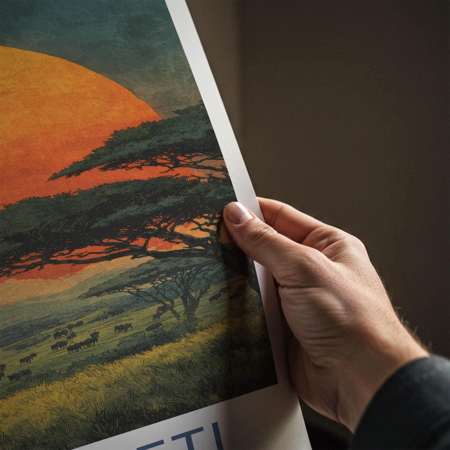 Serengeti Poster - Tanzania Travel Art - Savanna Sunset Rider Home Decor