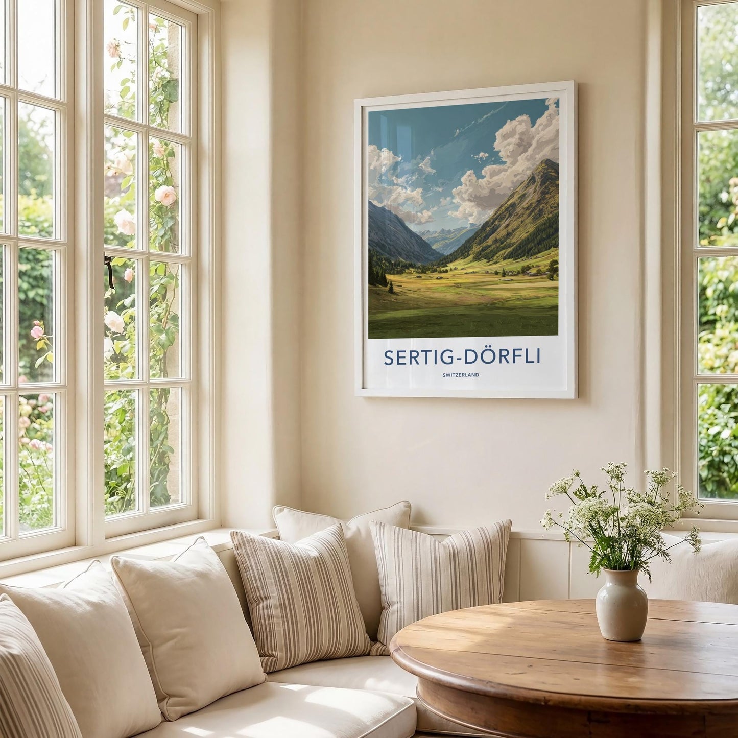 Sertig-Dorfli Poster - Switzerland Travel Art - Mountain valley village Home Decor