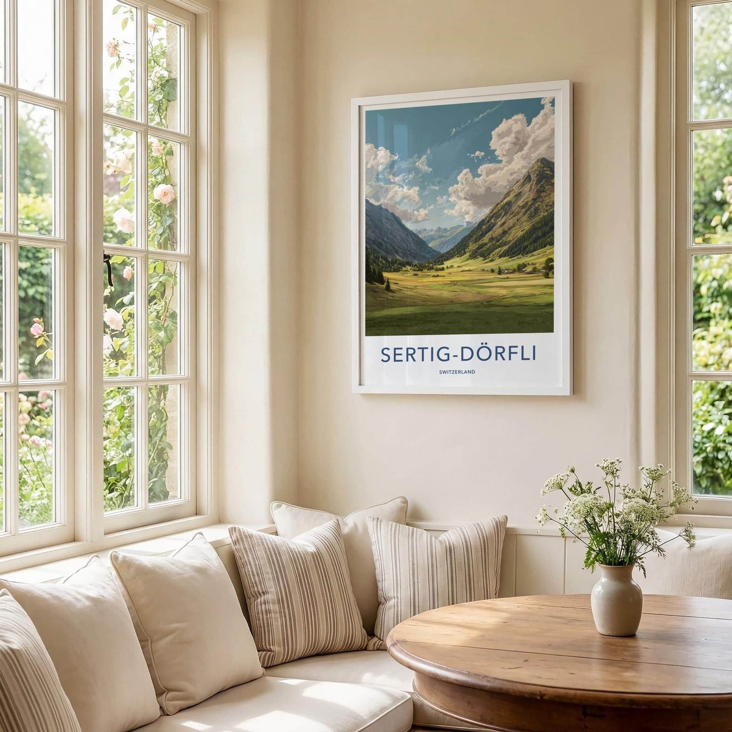 Sertig-Dorfli Poster - Switzerland Travel Art - Mountain valley village Home Decor