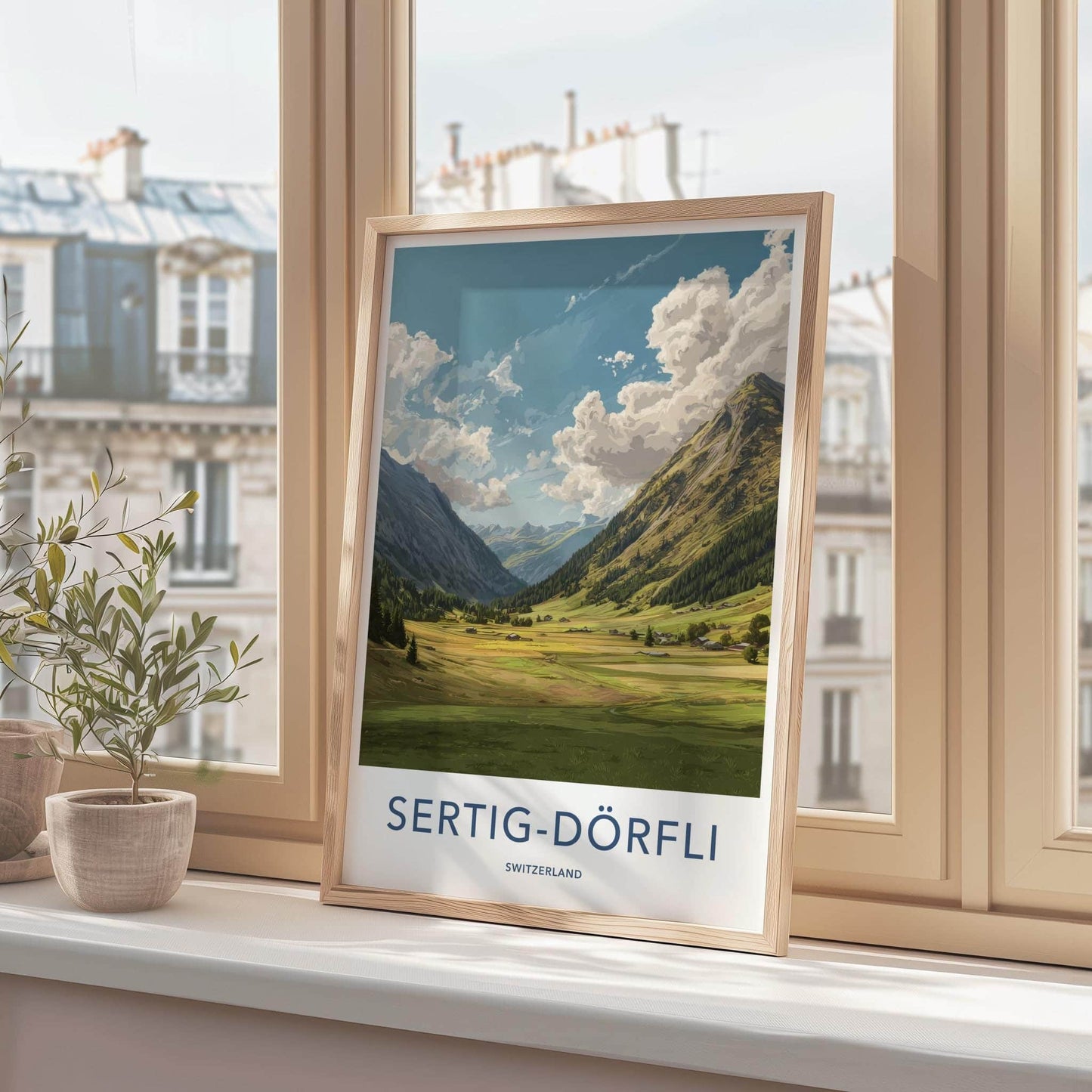 Sertig-Dorfli Poster - Switzerland Travel Art - Mountain valley village Home Decor