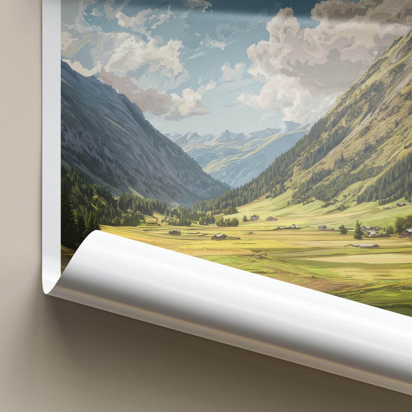 Sertig-Dorfli Poster - Switzerland Travel Art - Mountain valley village Home Decor