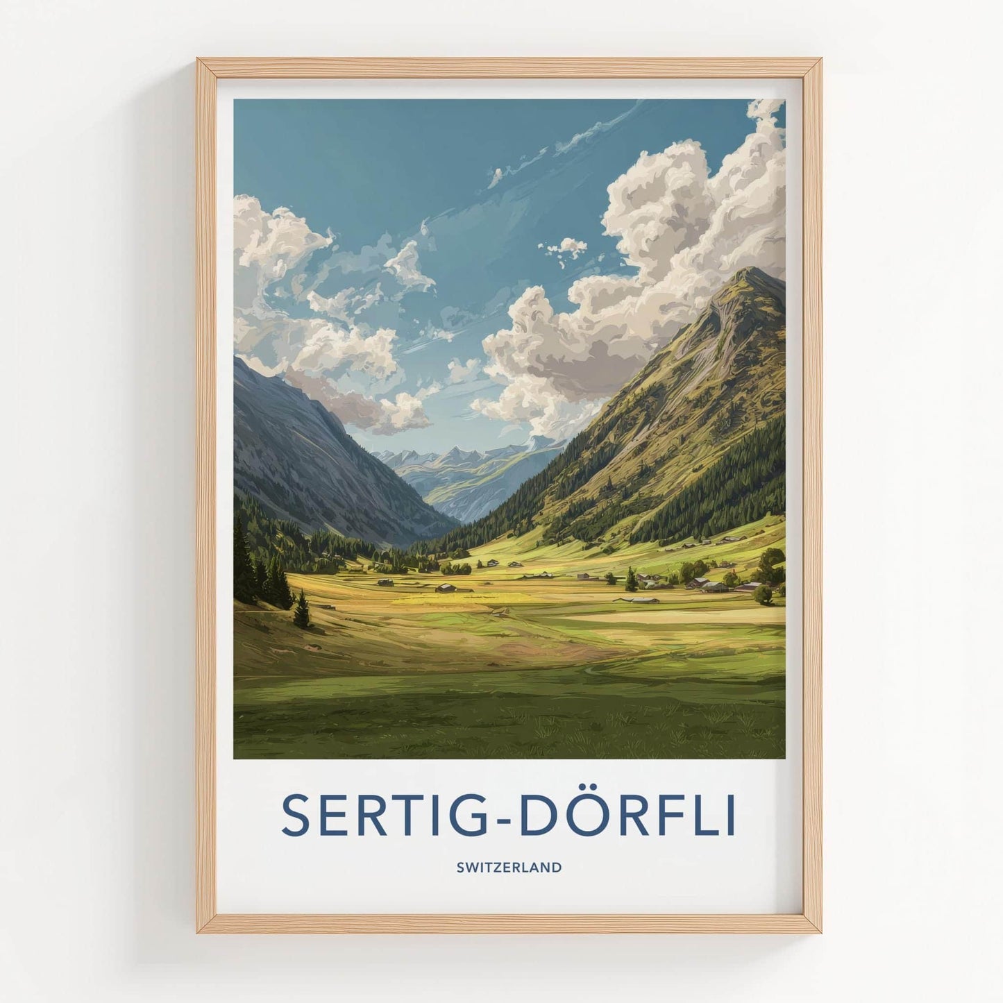 Sertig-Dorfli Poster - Switzerland Travel Art - Mountain valley village Home Decor