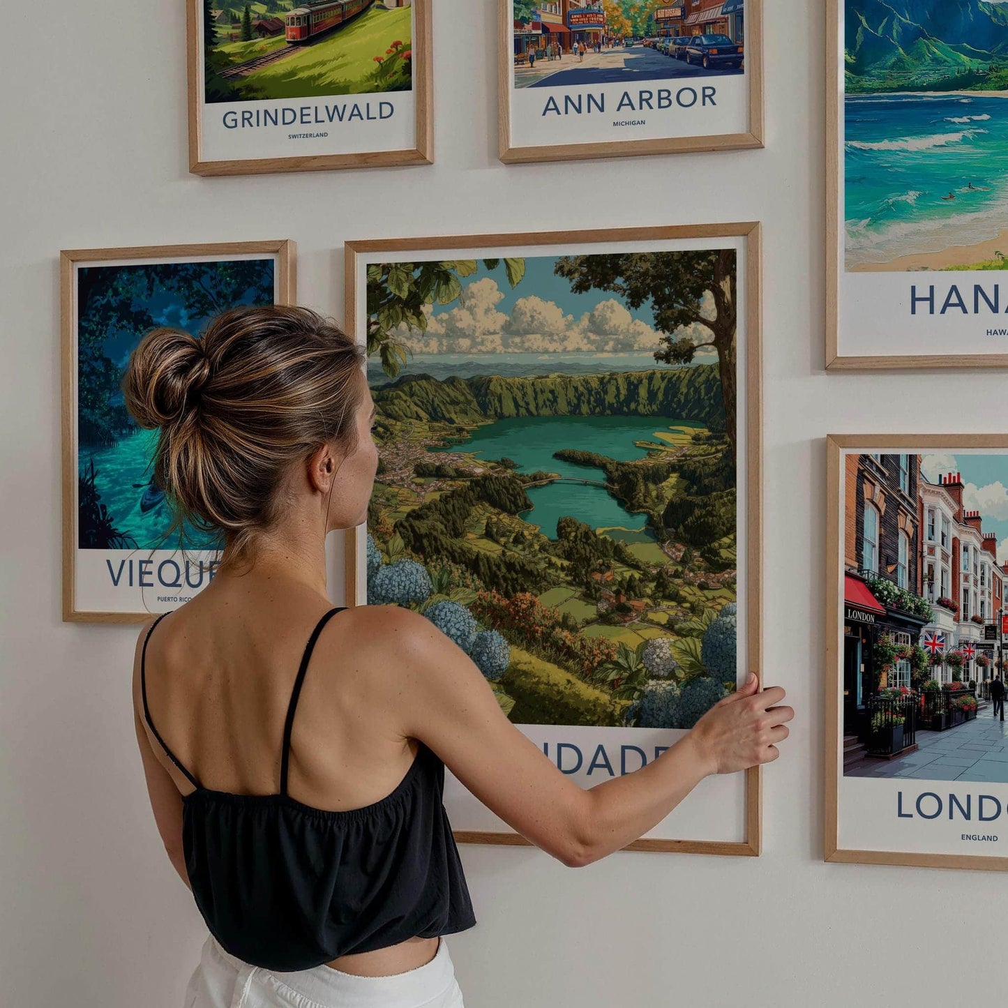 Sete Cidades Poster - Portugal Travel Art - Lakeside Village View Home Decor