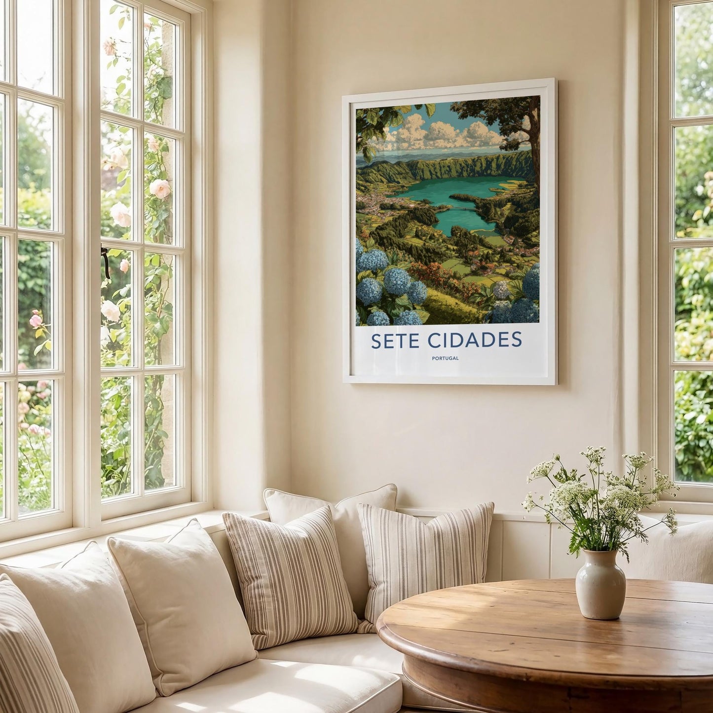 Sete Cidades Poster - Portugal Travel Art - Lakeside Village View Home Decor
