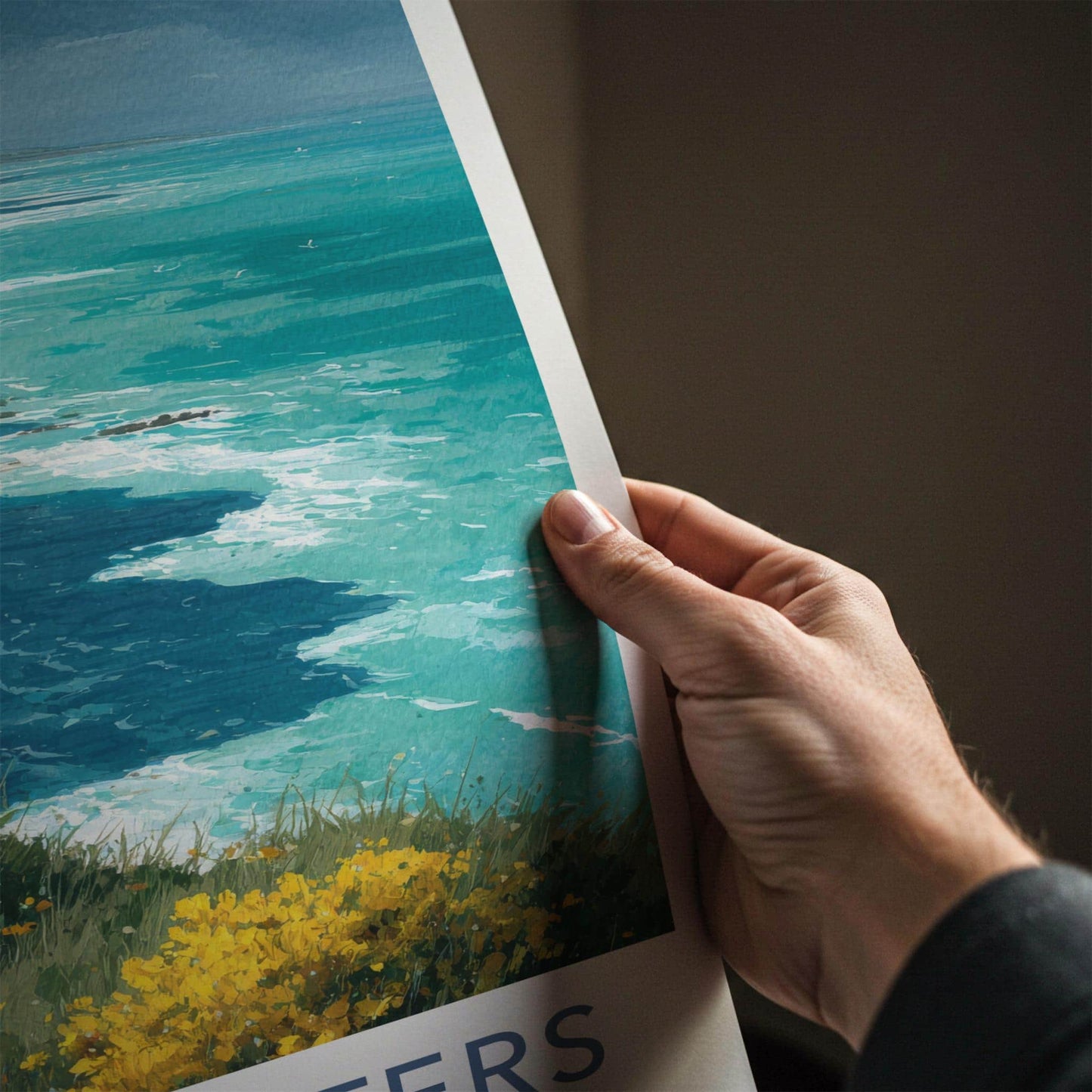 Seven Sisters Poster - England Travel Art - White Cliffs Ocean Home Decor