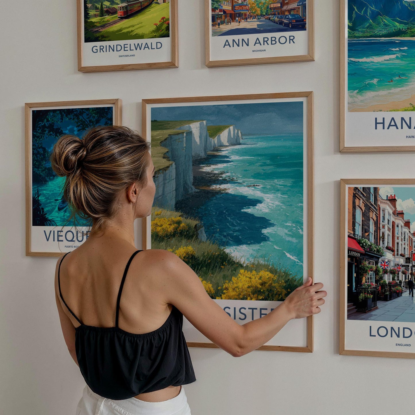 Seven Sisters Poster - England Travel Art - White Cliffs Ocean Home Decor