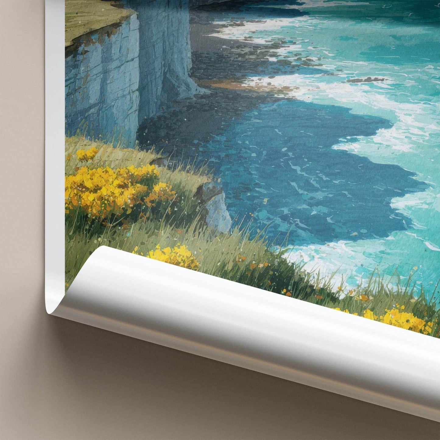 Seven Sisters Poster - England Travel Art - White Cliffs Ocean Home Decor