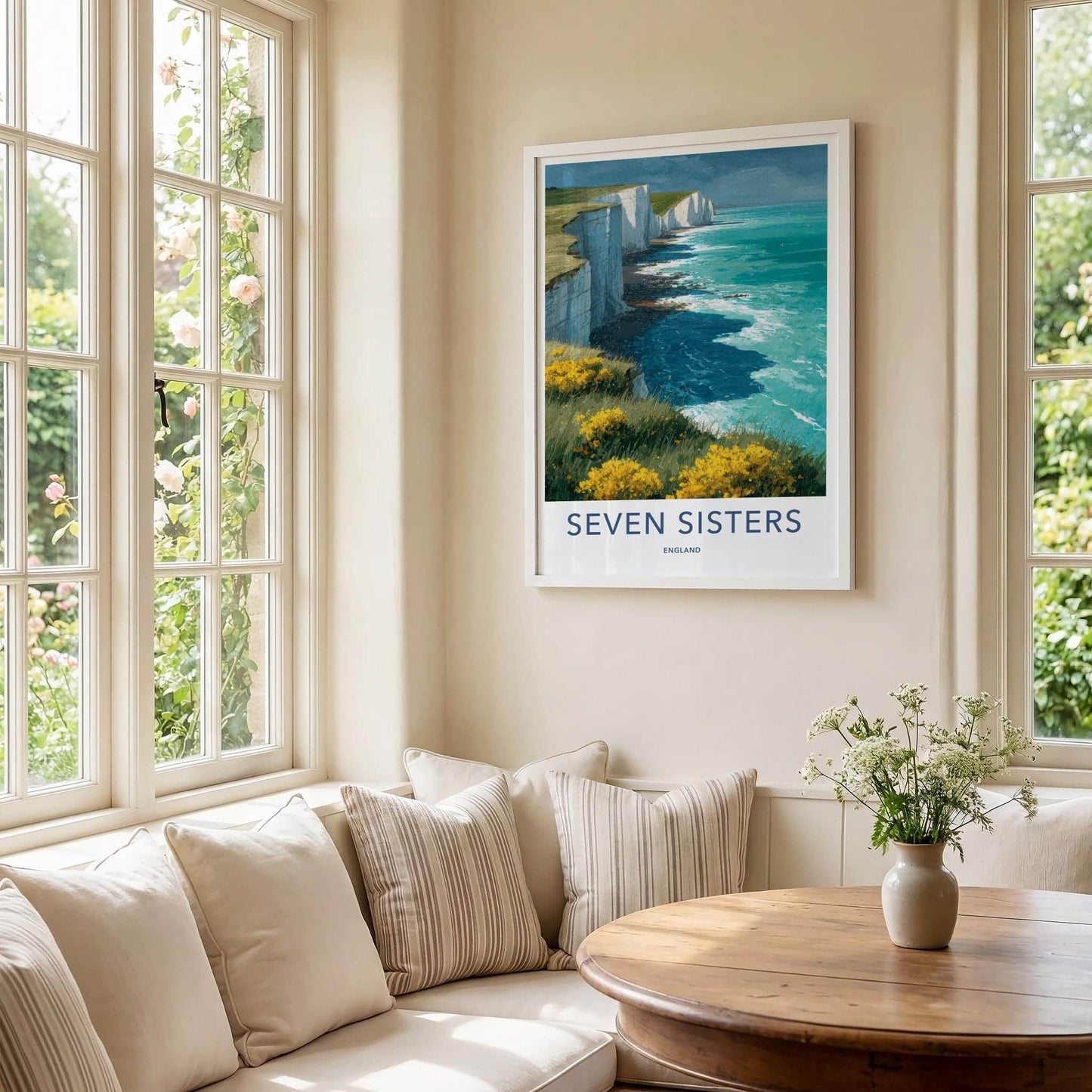 Seven Sisters Poster - England Travel Art - White Cliffs Ocean Home Decor