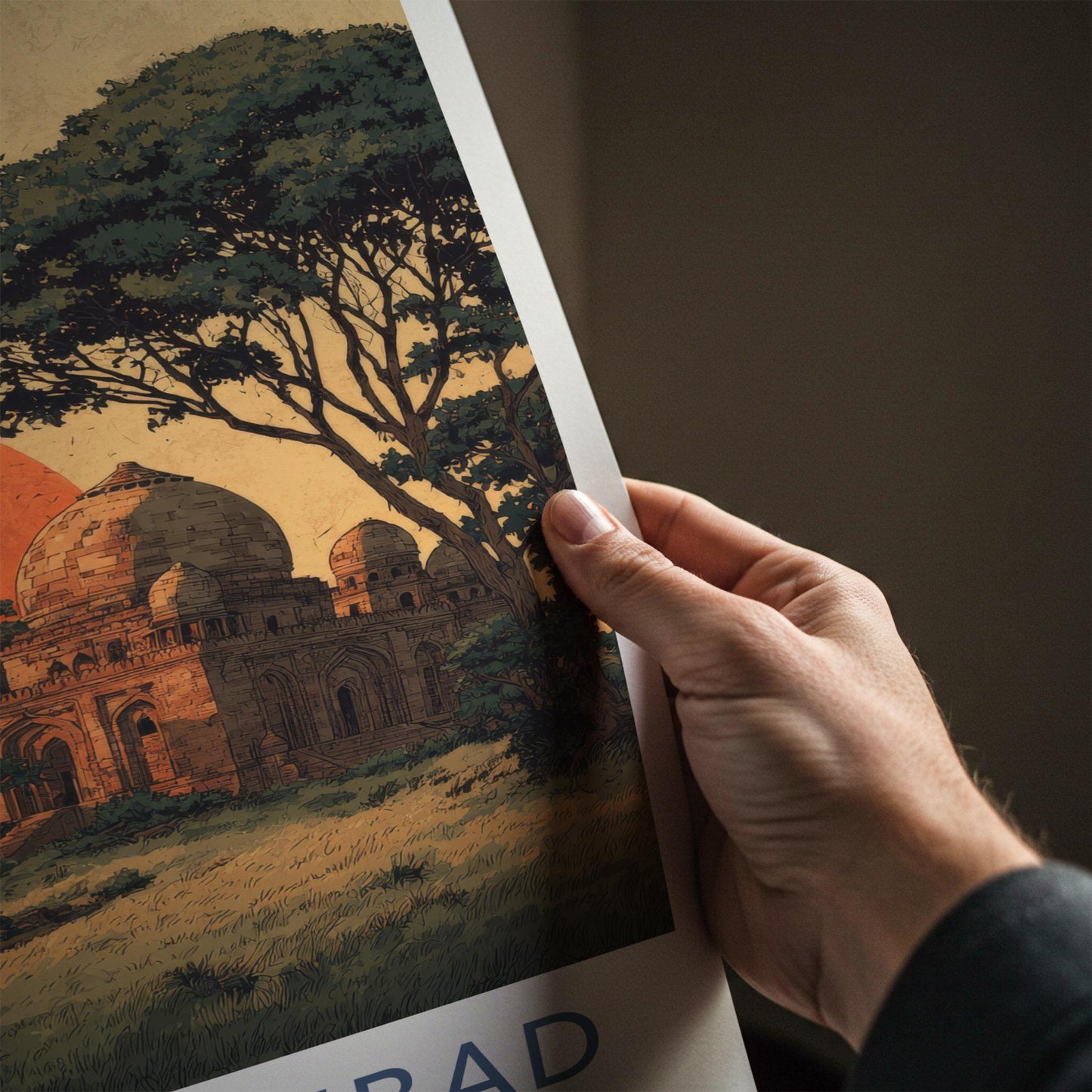 Shait Gumbad Poster - Bangladesh Travel Art - Ancient Mosque Sunset Home Decor
