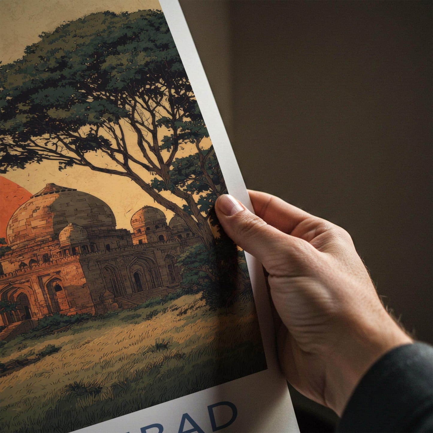 Shait Gumbad Poster - Bangladesh Travel Art - Ancient Mosque Sunset Home Decor