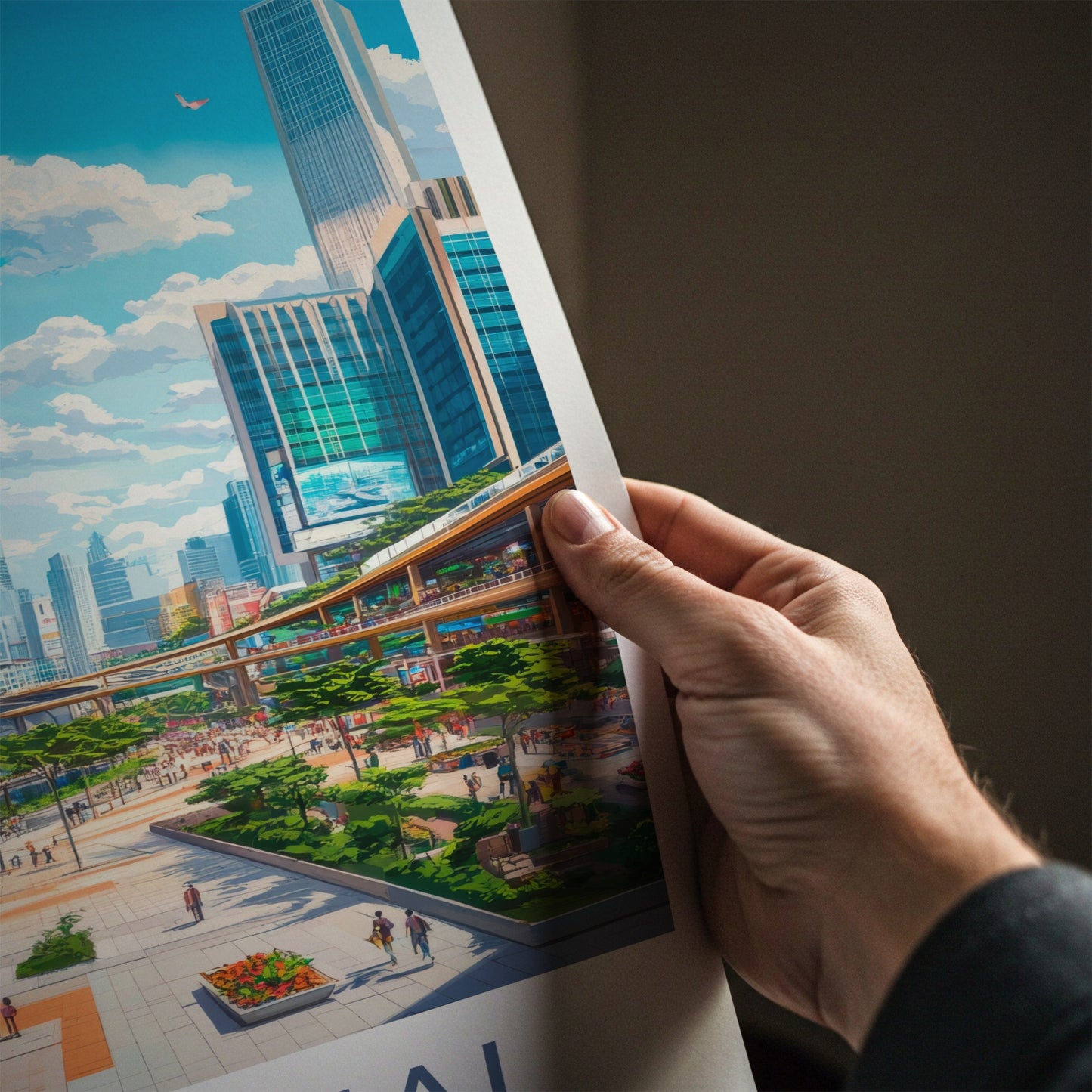 Shanghai Poster - China Travel Art - Bustling Urban Promenade Home Decor
