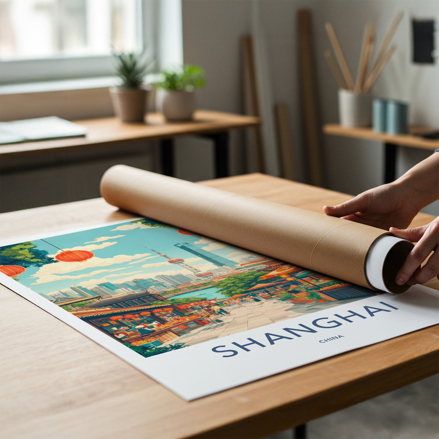 Shanghai Poster - China Travel Art - Vibrant City Street Home Decor