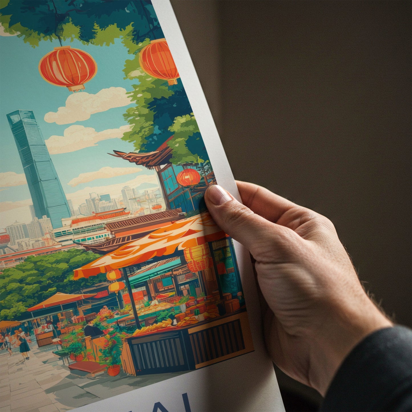 Shanghai Poster - China Travel Art - Vibrant City Street Home Decor