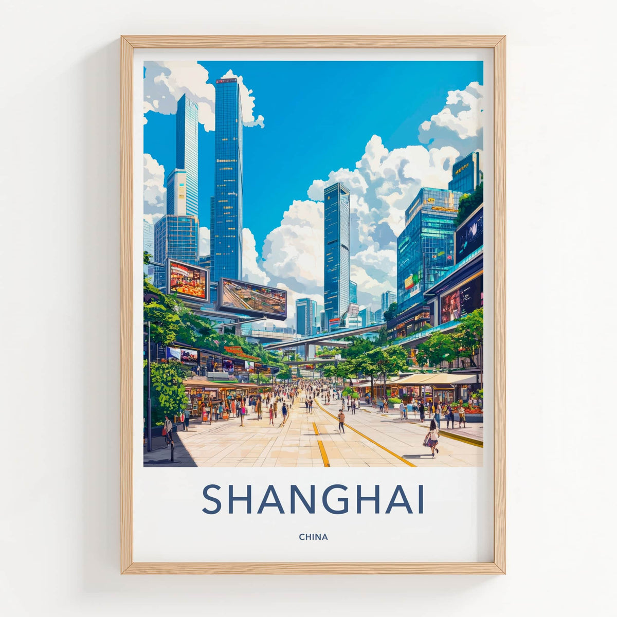Shanghai Poster - China Wall Art - Vibrant City Street Home Decor