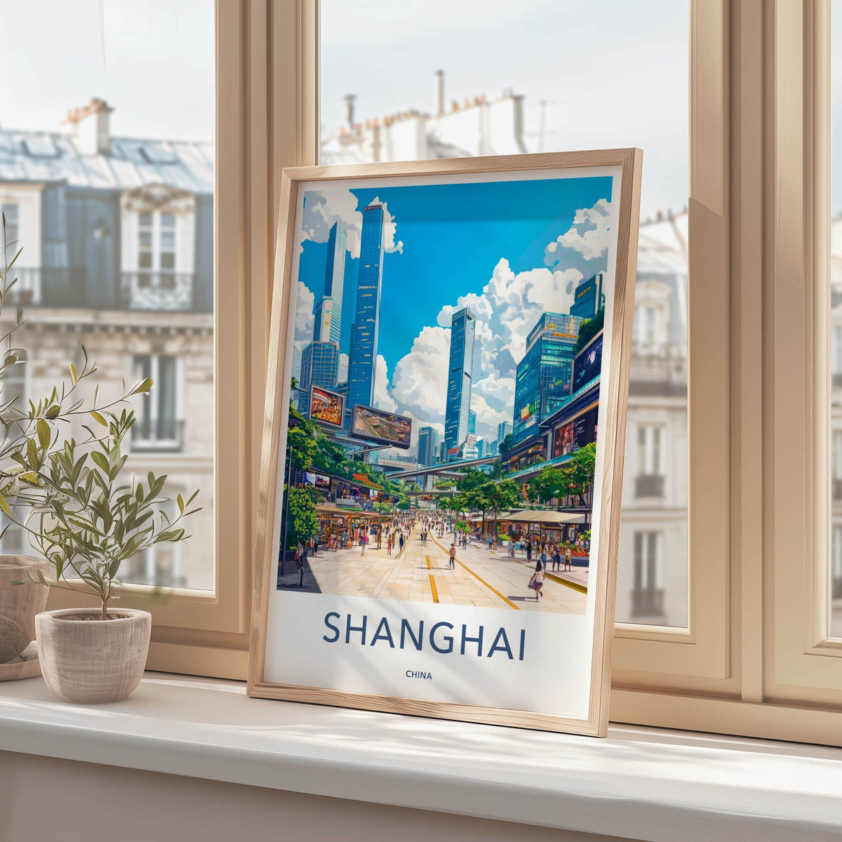 Shanghai Poster - China Wall Art - Vibrant City Street Home Decor