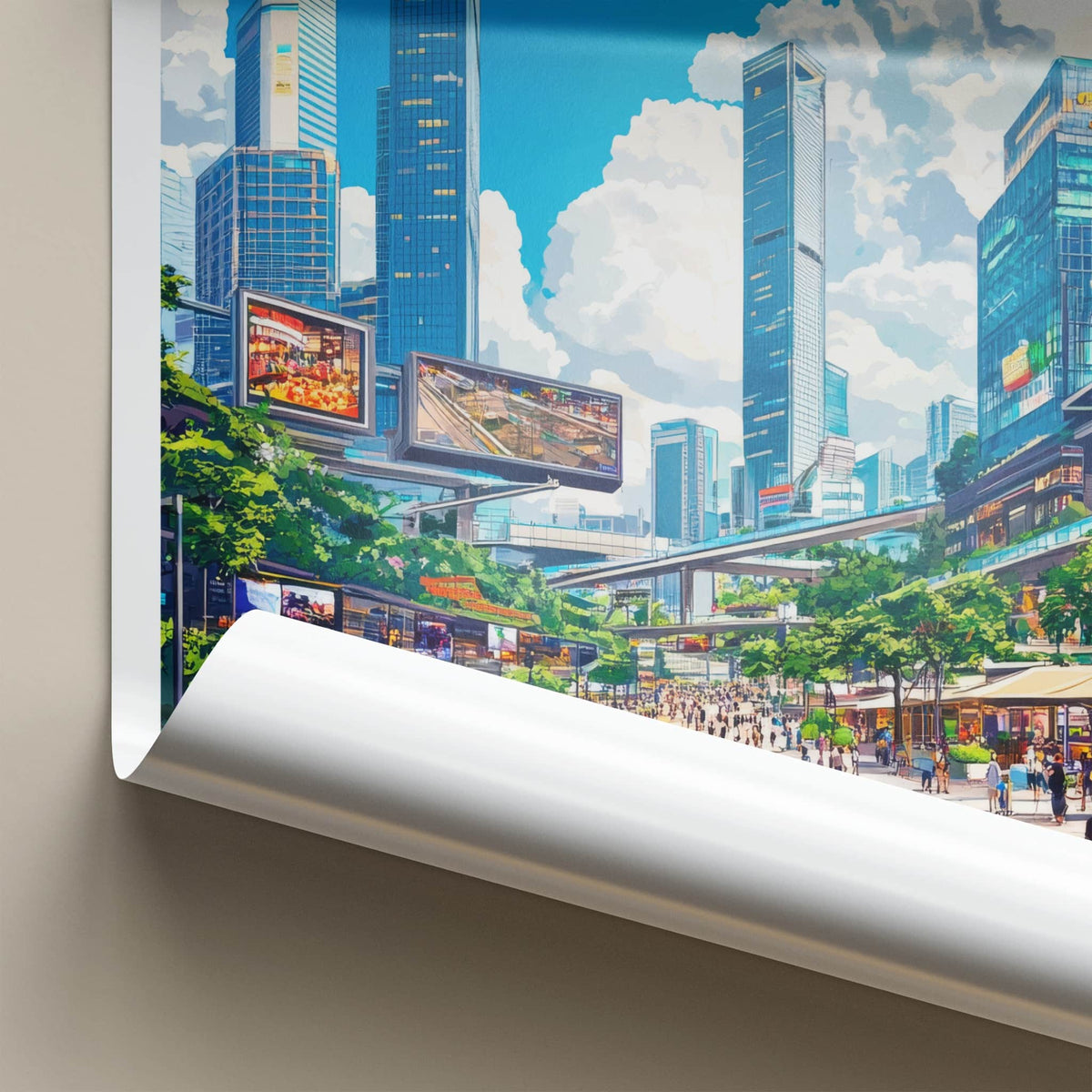 Shanghai Poster - China Wall Art - Vibrant City Street Home Decor