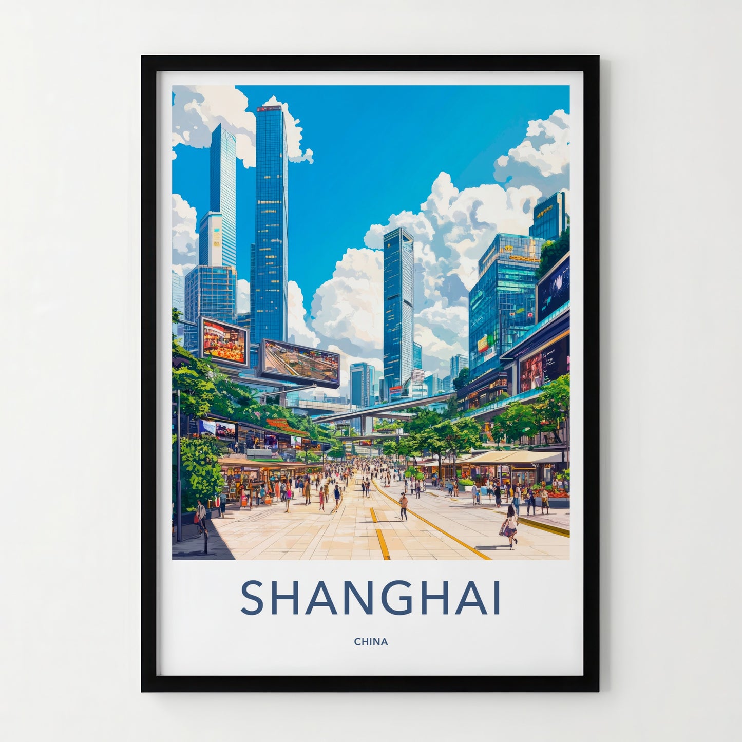 Shanghai Poster - China Wall Art - Vibrant City Street Home Decor
