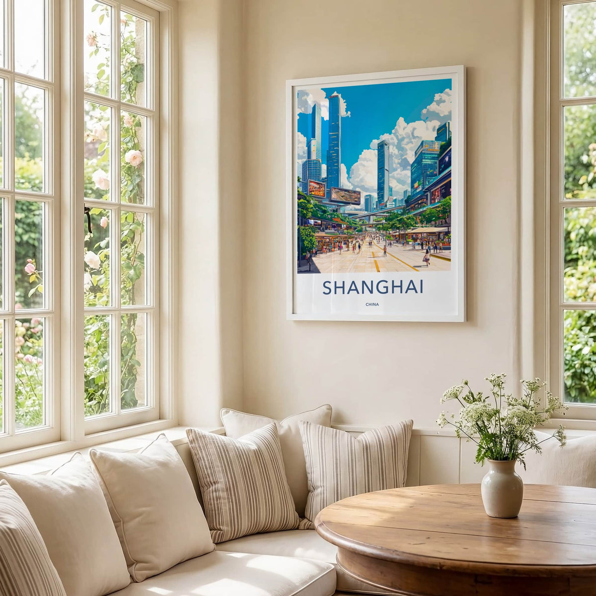 Shanghai Poster - China Wall Art - Vibrant City Street Home Decor
