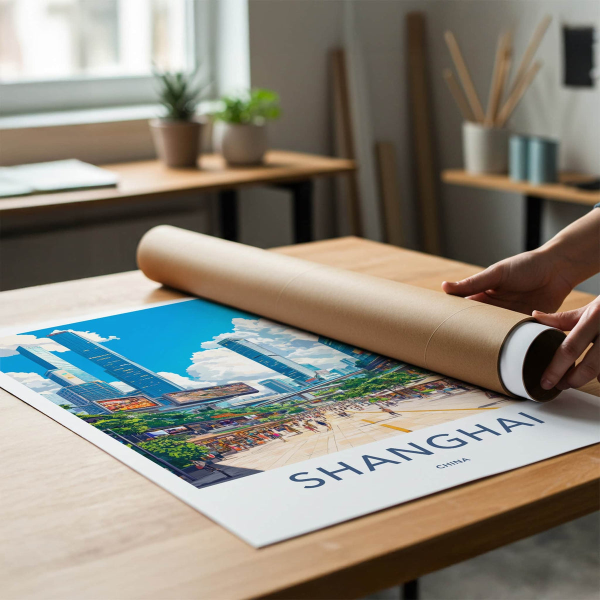 Shanghai Poster - China Wall Art - Vibrant City Street Home Decor