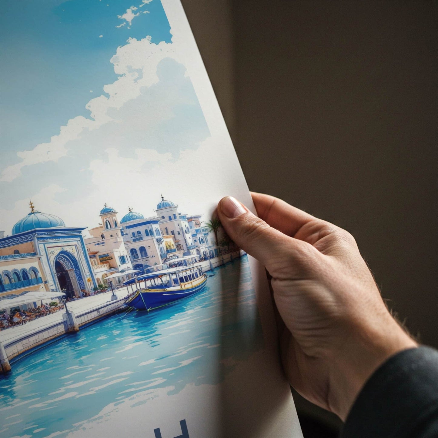 Sharjah Poster - United Arab Emirates Travel Art - Canal Domes Minaret Home Decor
