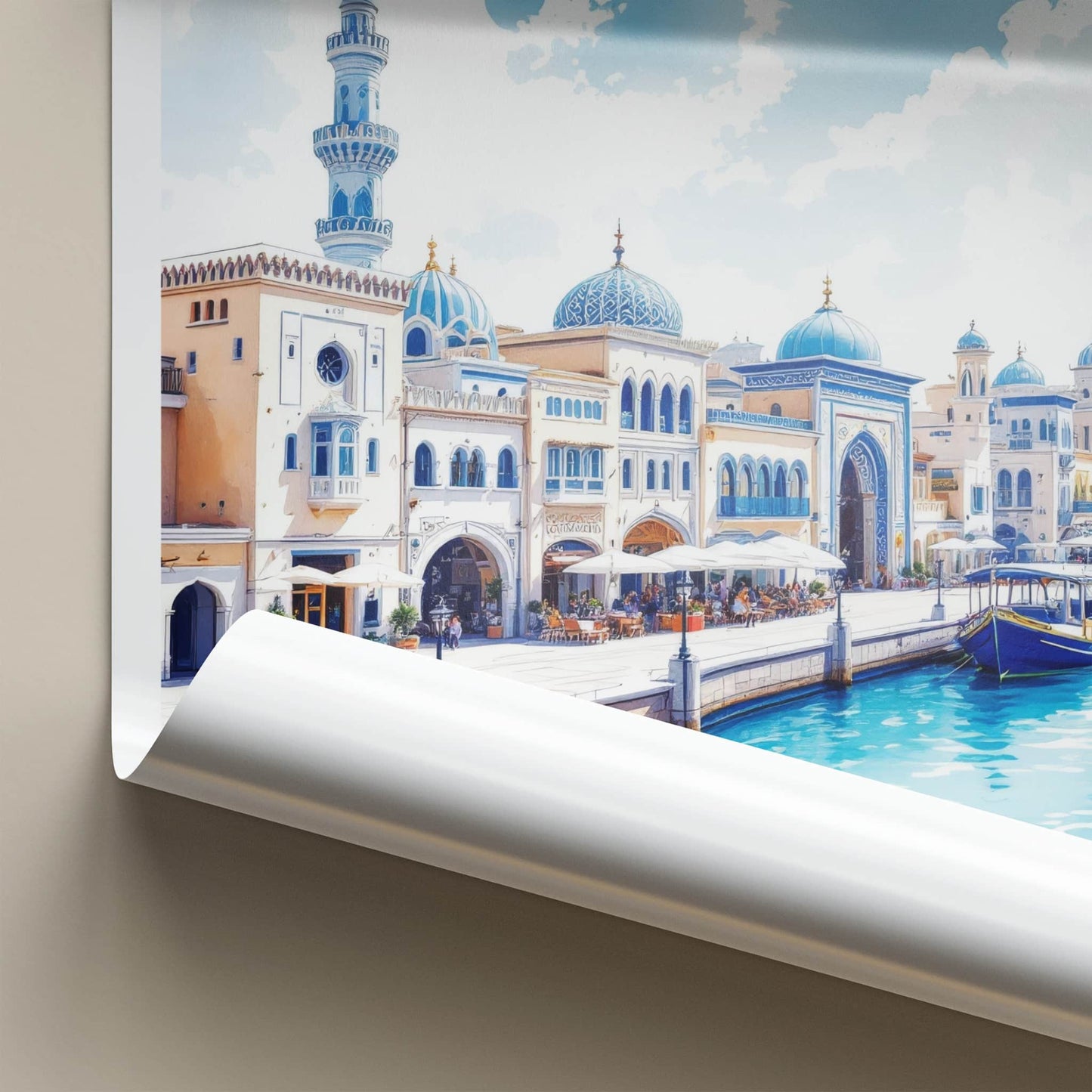 Sharjah Poster - United Arab Emirates Travel Art - Canal Domes Minaret Home Decor