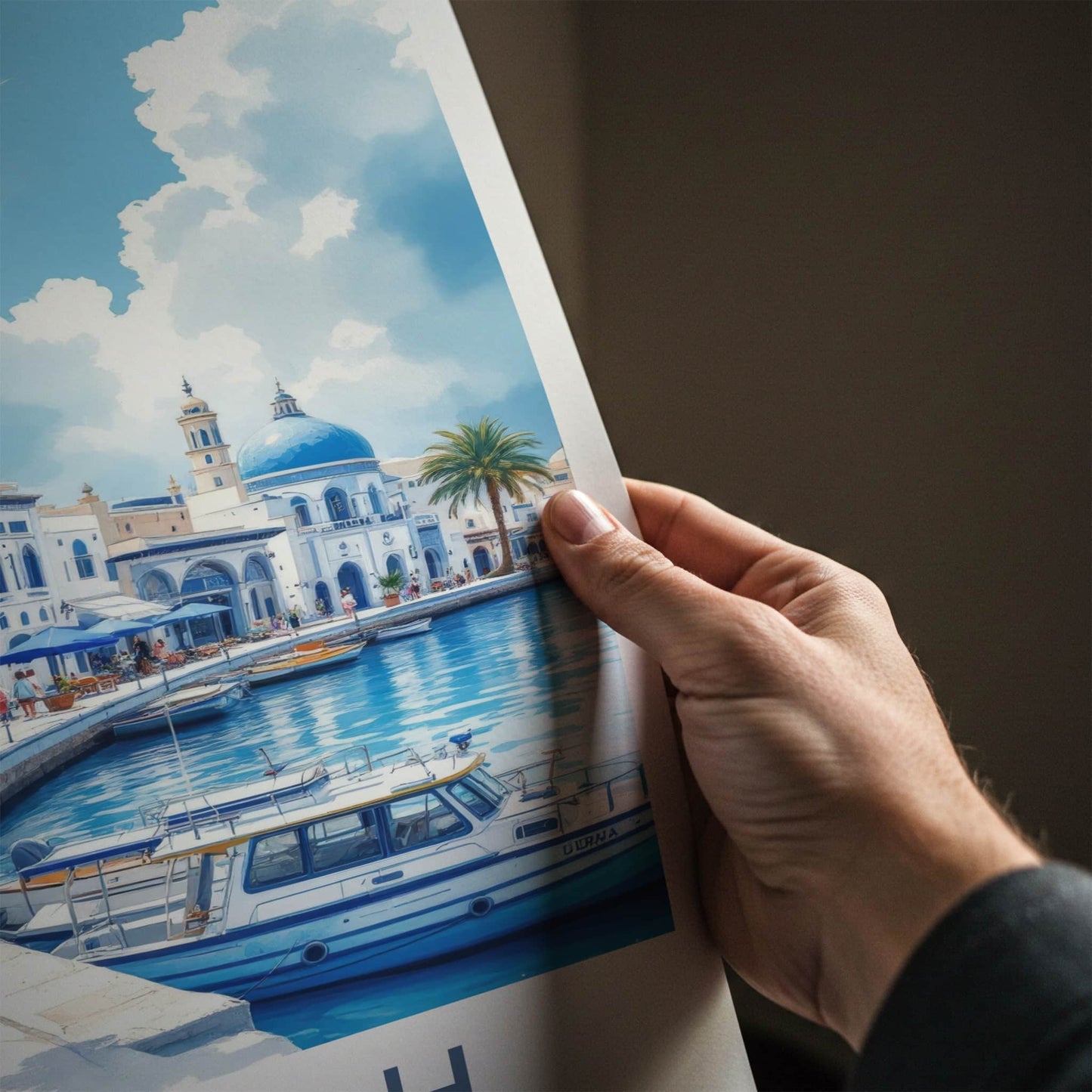 Sharjah Poster - United Arab Emirates Travel Art - White Blue Waterfront Wall Decor