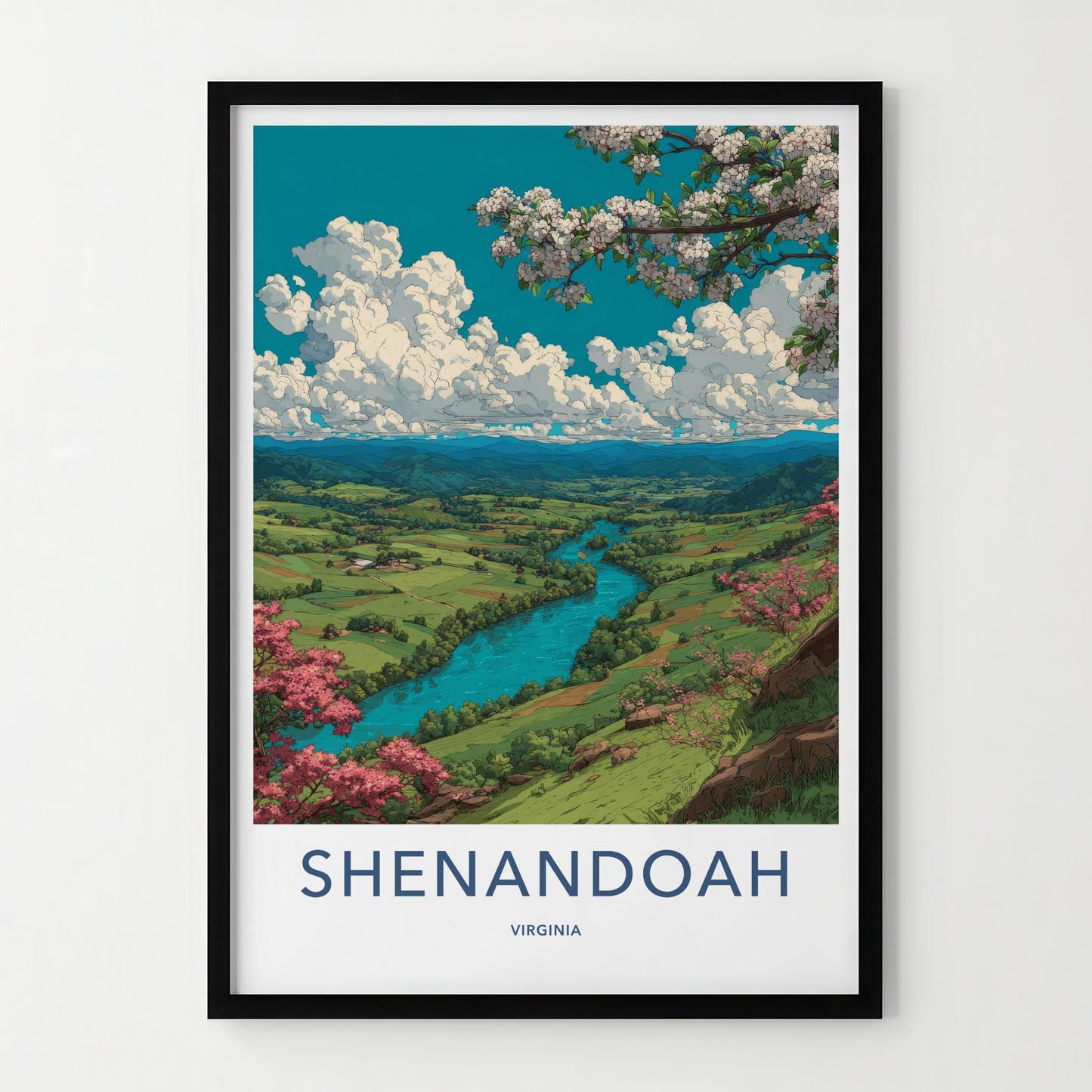 Shenandoah Poster - Virginia Travel Art - River Valley Vista Home Decor