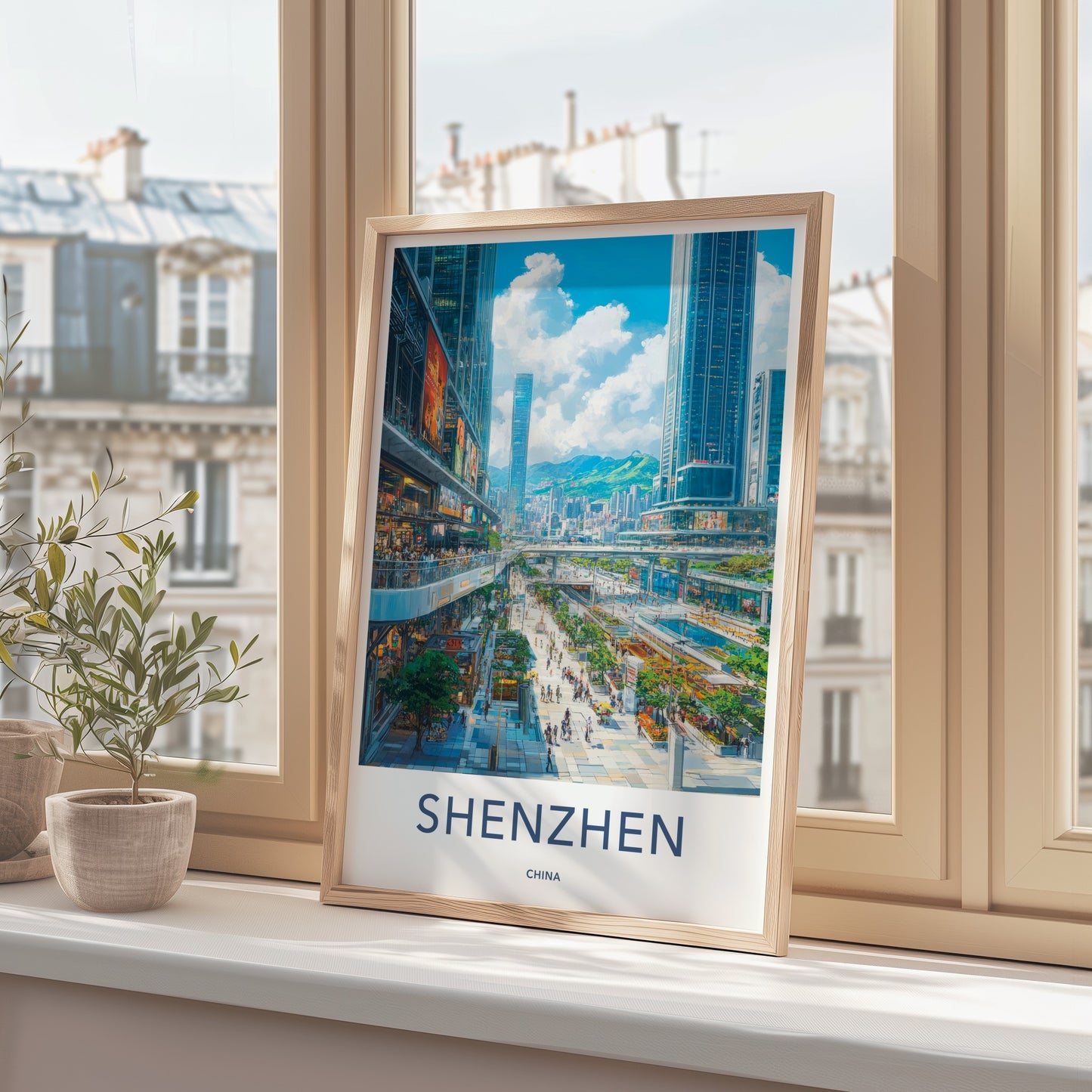 Shenzhen Poster - China Art Print - Vibrant Cityscape Street Home Decor