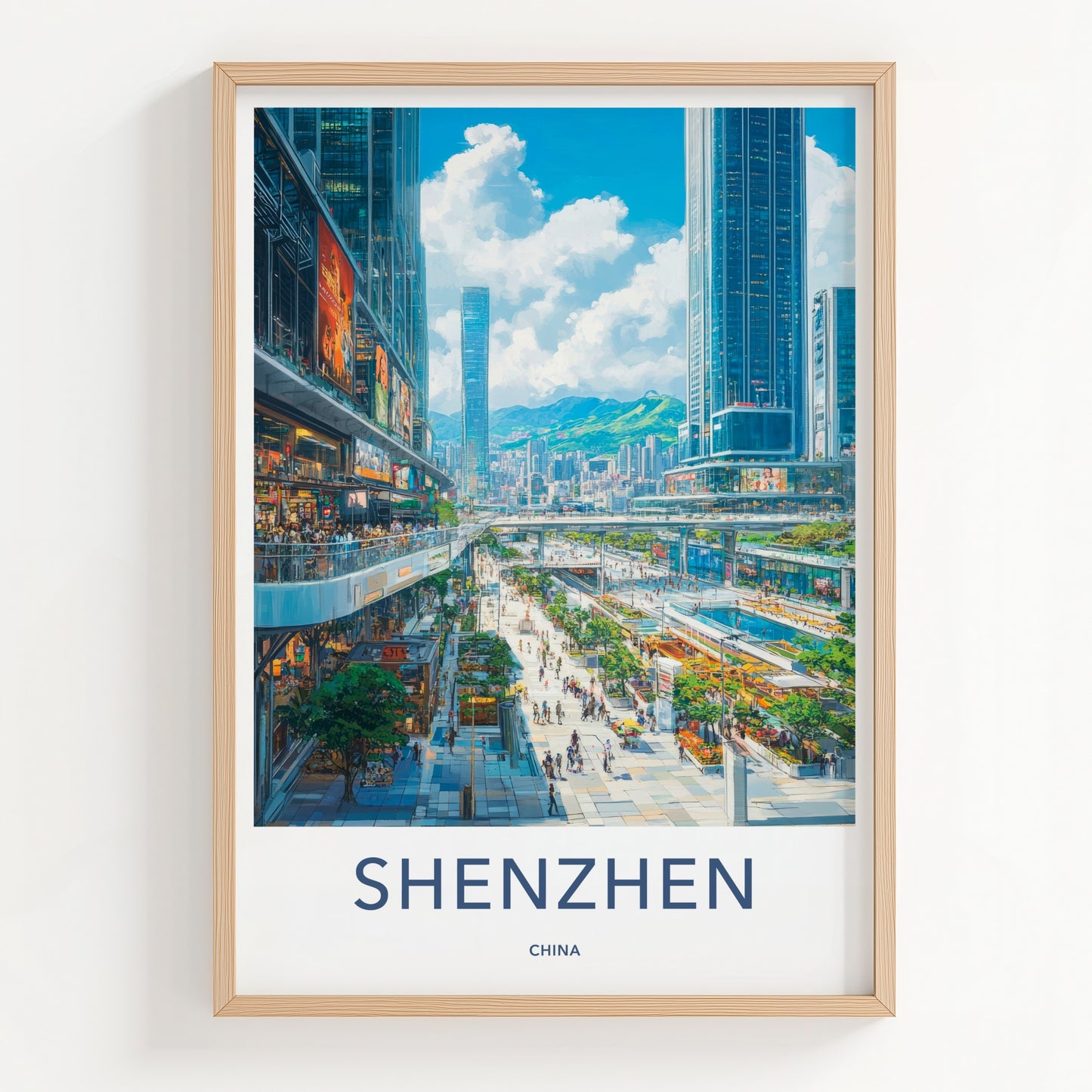 Shenzhen Poster - China Art Print - Vibrant Cityscape Street Home Decor