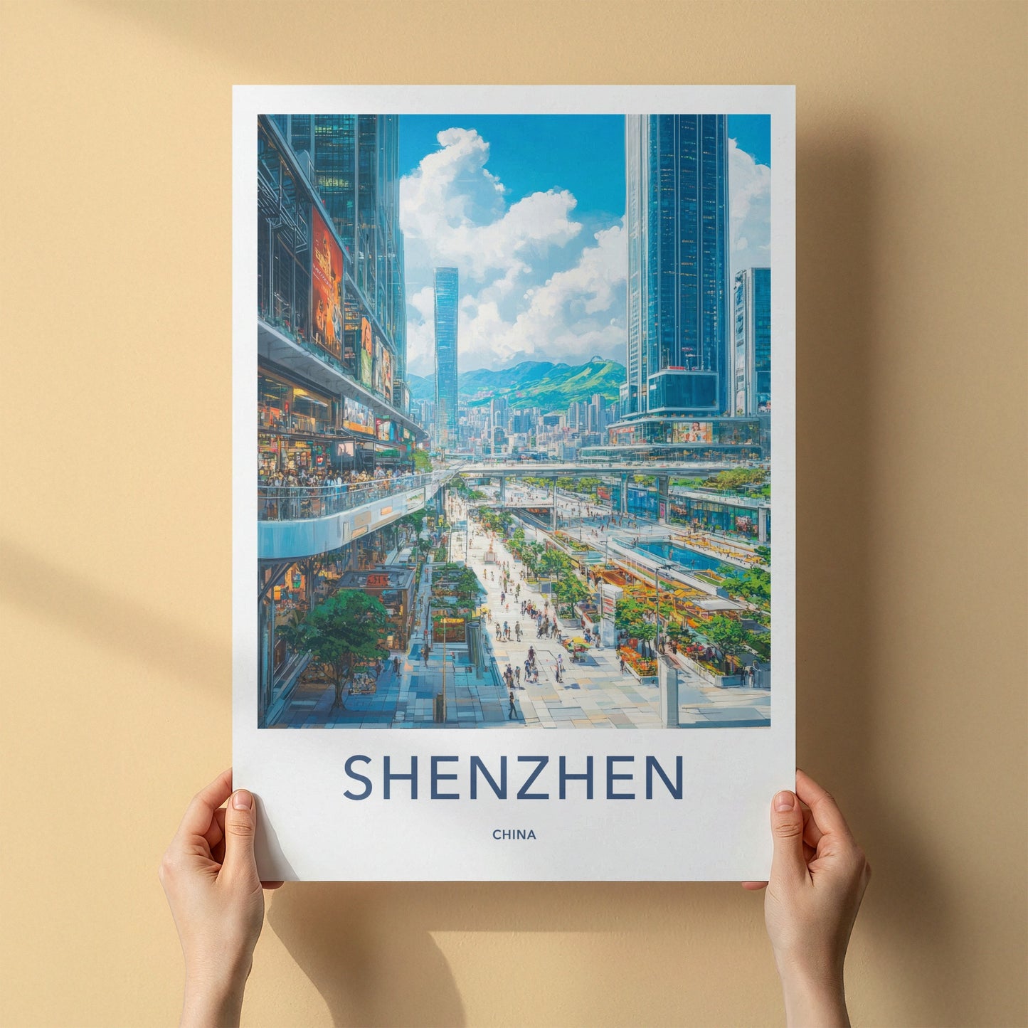 Shenzhen Poster - China Art Print - Vibrant Cityscape Street Home Decor