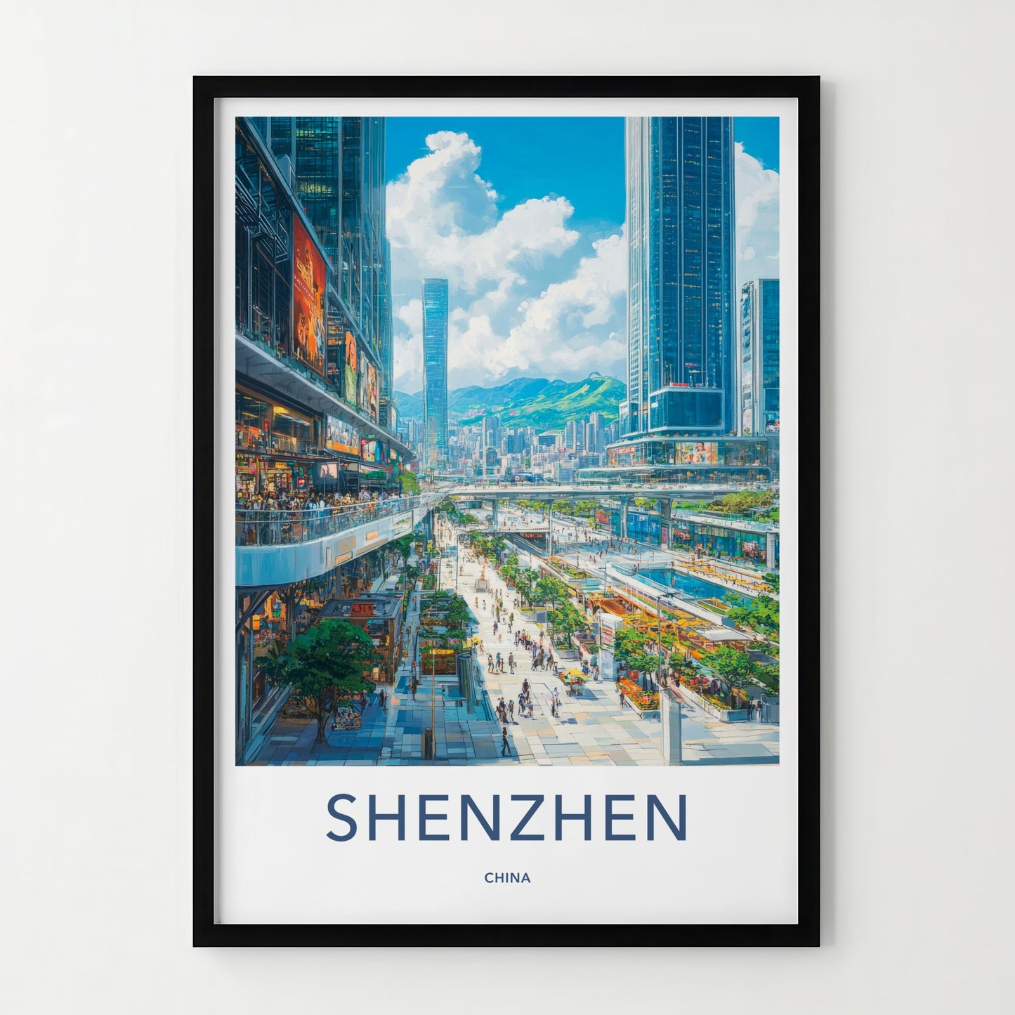 Shenzhen Poster - China Art Print - Vibrant Cityscape Street Home Decor
