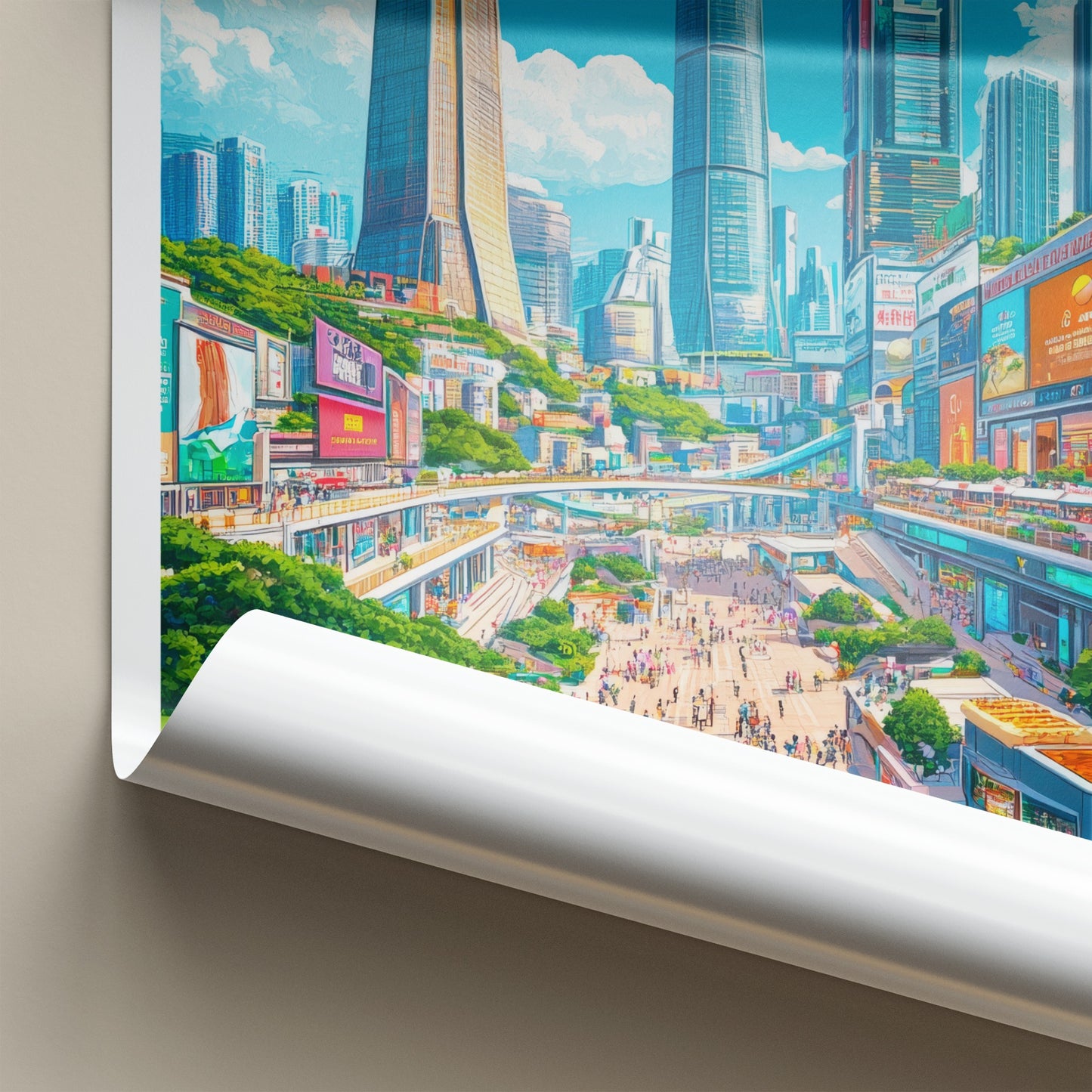 Shenzhen Poster - China Travel Art - Bustling Urban Panorama Home Decor