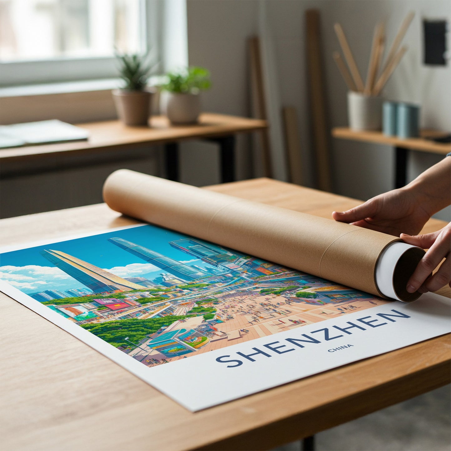 Shenzhen Poster - China Travel Art - Bustling Urban Panorama Home Decor