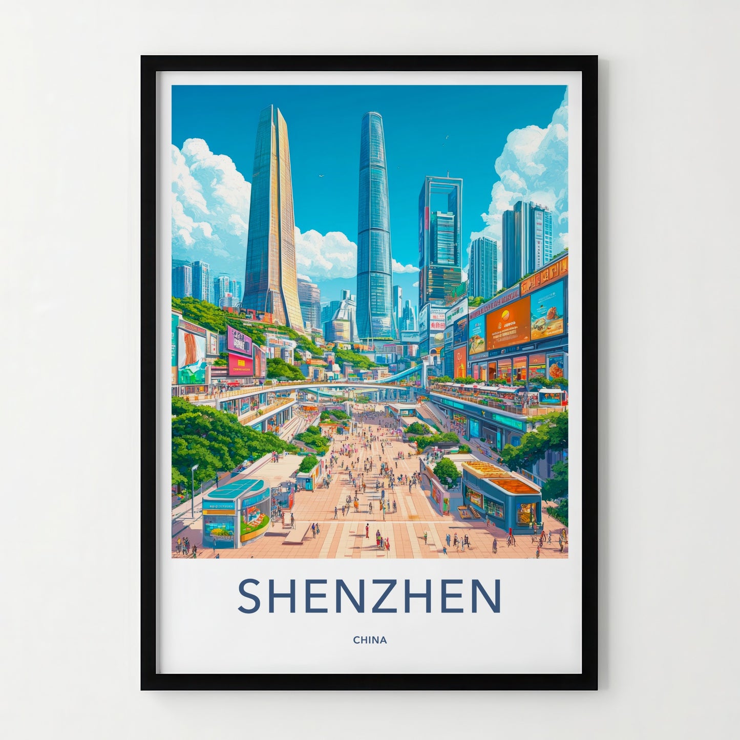 Shenzhen Poster - China Travel Art - Bustling Urban Panorama Home Decor