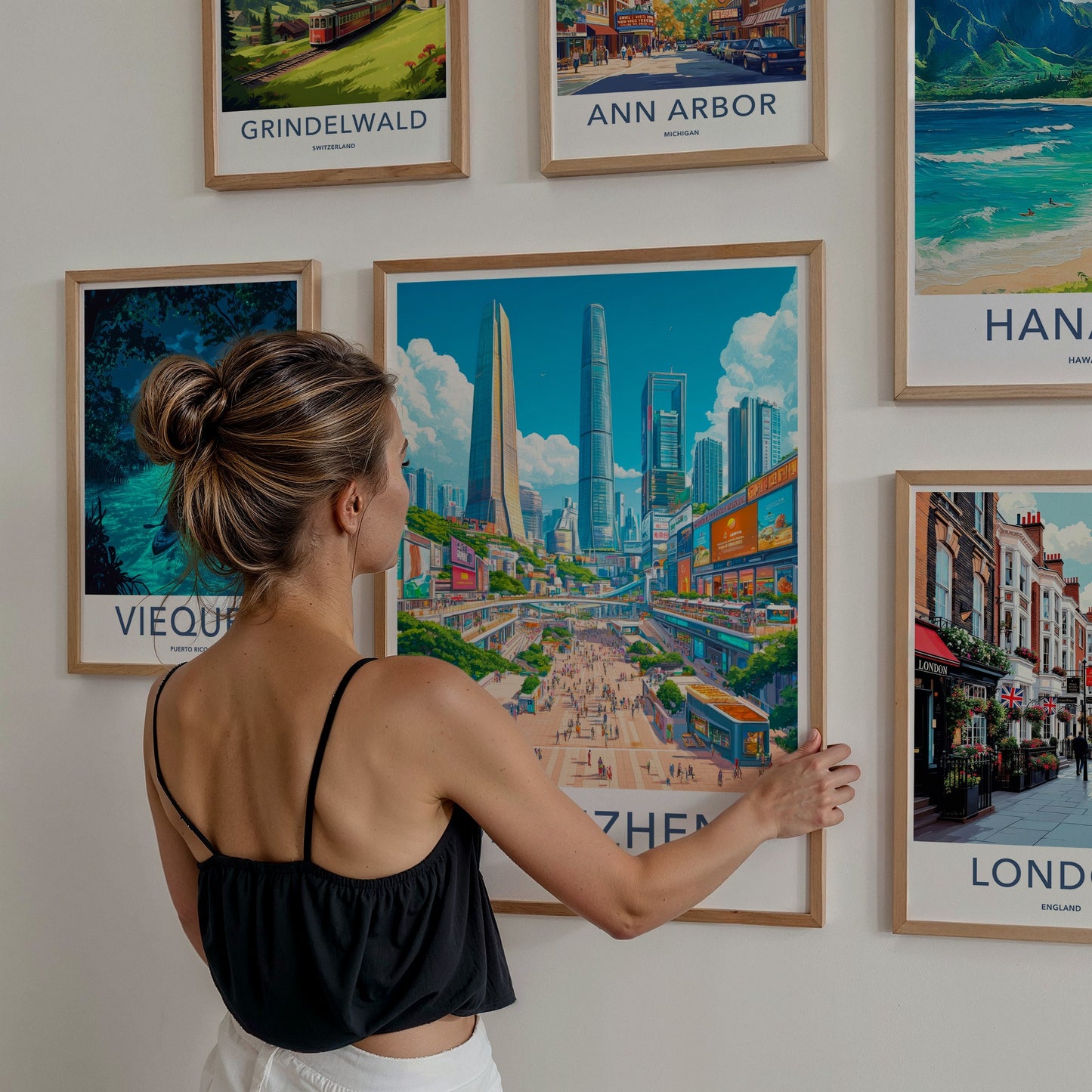 Shenzhen Poster - China Travel Art - Bustling Urban Panorama Home Decor