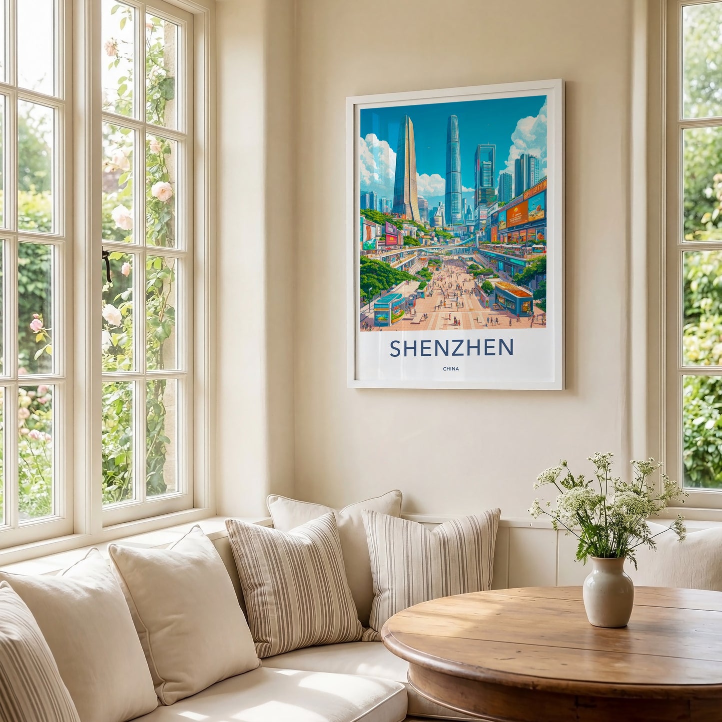 Shenzhen Poster - China Travel Art - Bustling Urban Panorama Home Decor