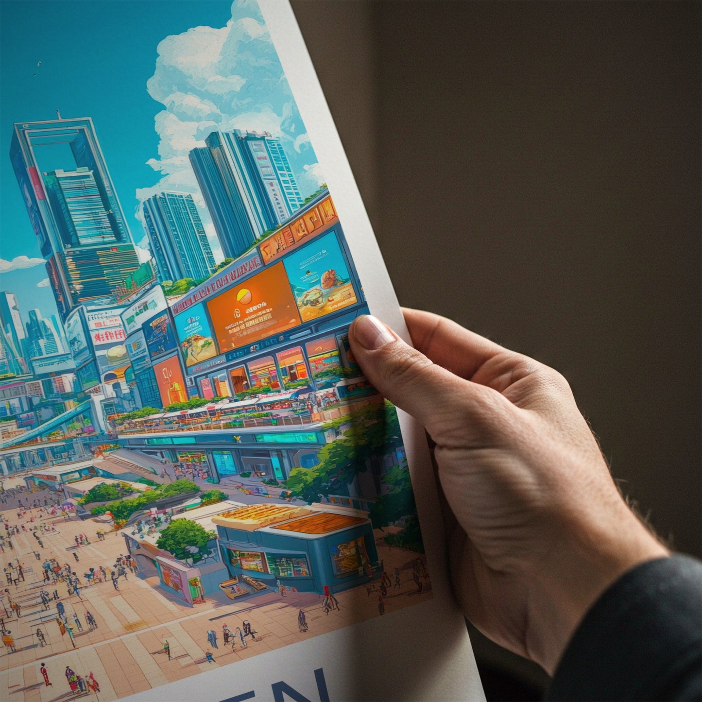 Shenzhen Poster - China Travel Art - Bustling Urban Panorama Home Decor