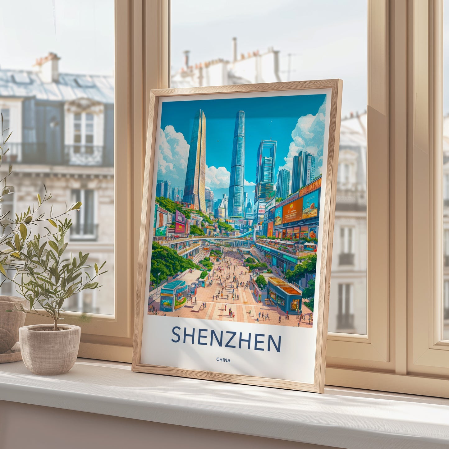 Shenzhen Poster - China Travel Art - Bustling Urban Panorama Home Decor