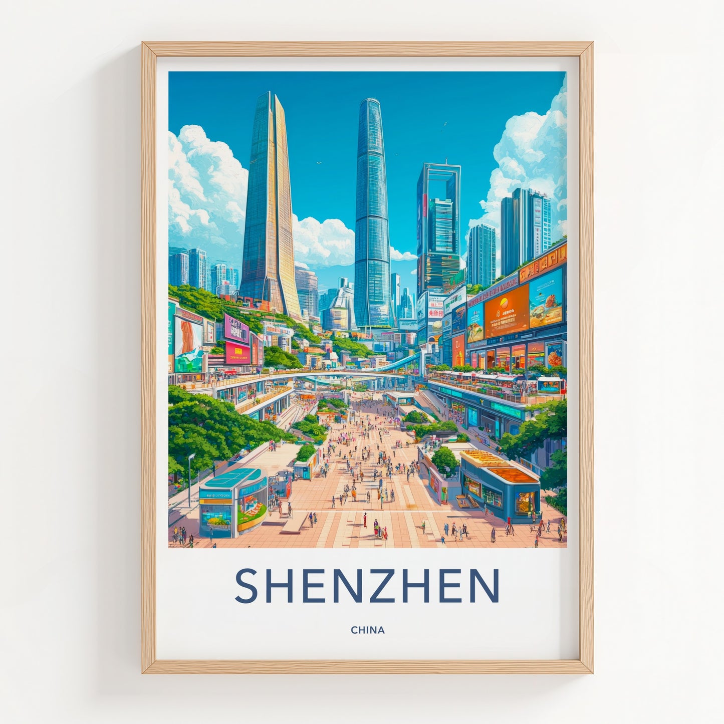 Shenzhen Poster - China Travel Art - Bustling Urban Panorama Home Decor