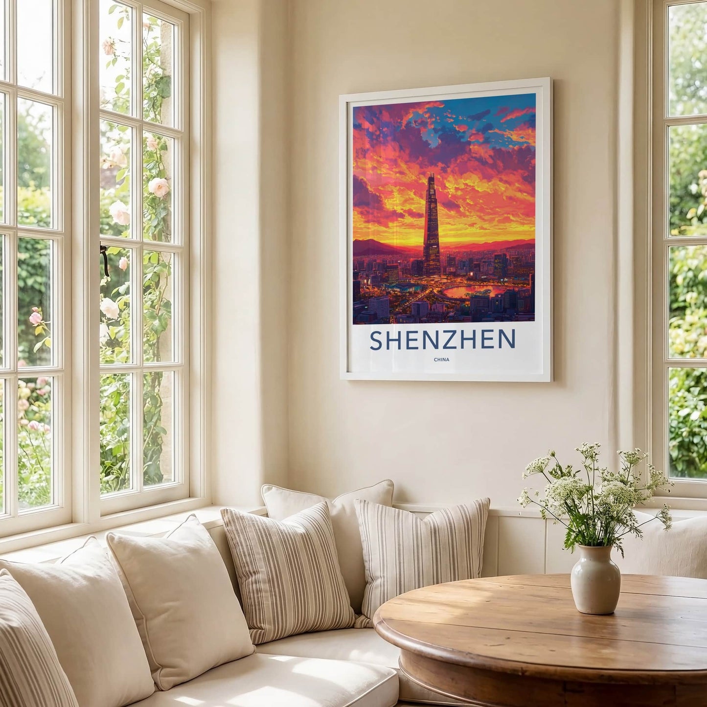 Shenzhen Poster - China Travel Art - Skyscraper City Sunset Wall Decor