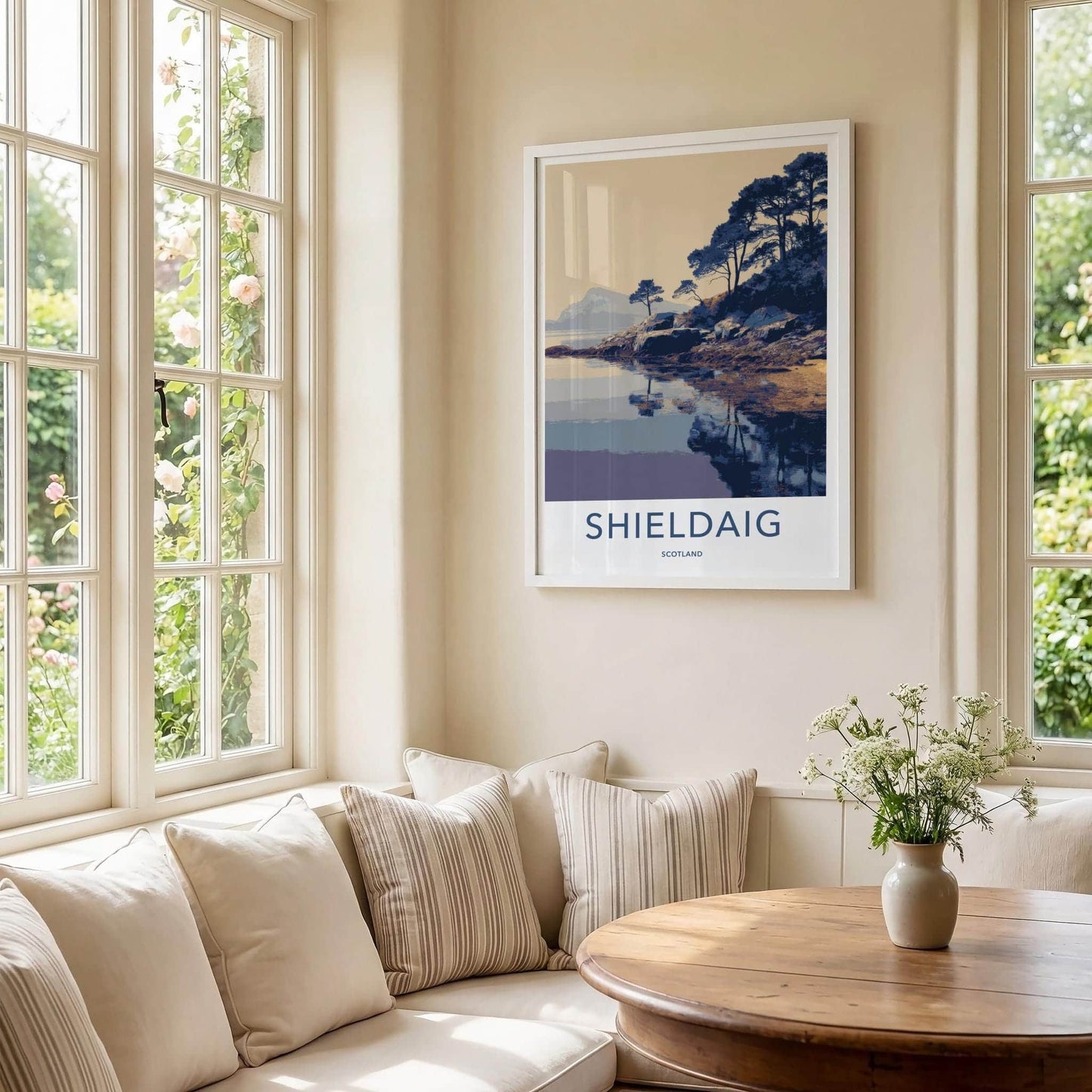 Shieldaig Poster - Scotland Travel Art - Coastal Pine Reflections Home Decor