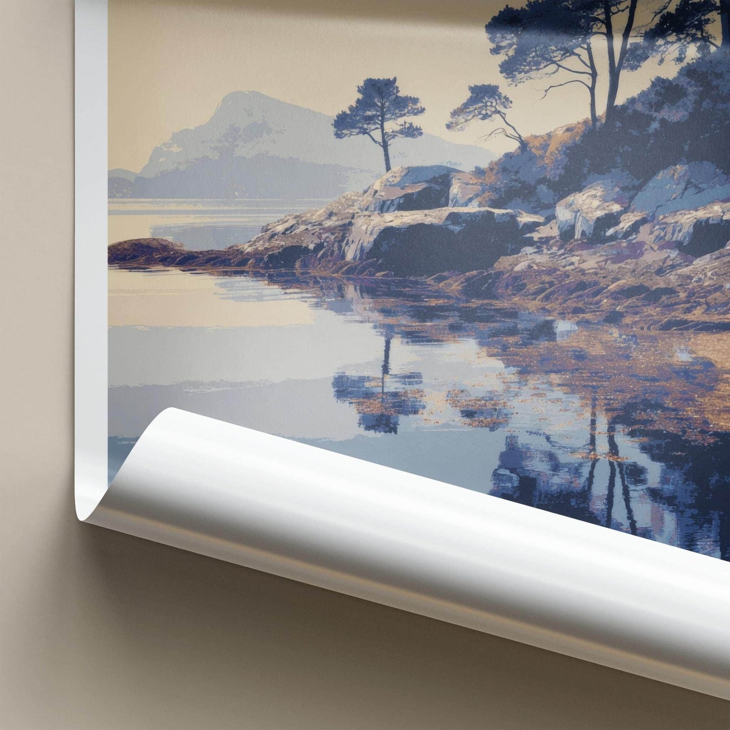 Shieldaig Poster - Scotland Travel Art - Coastal Pine Reflections Home Decor