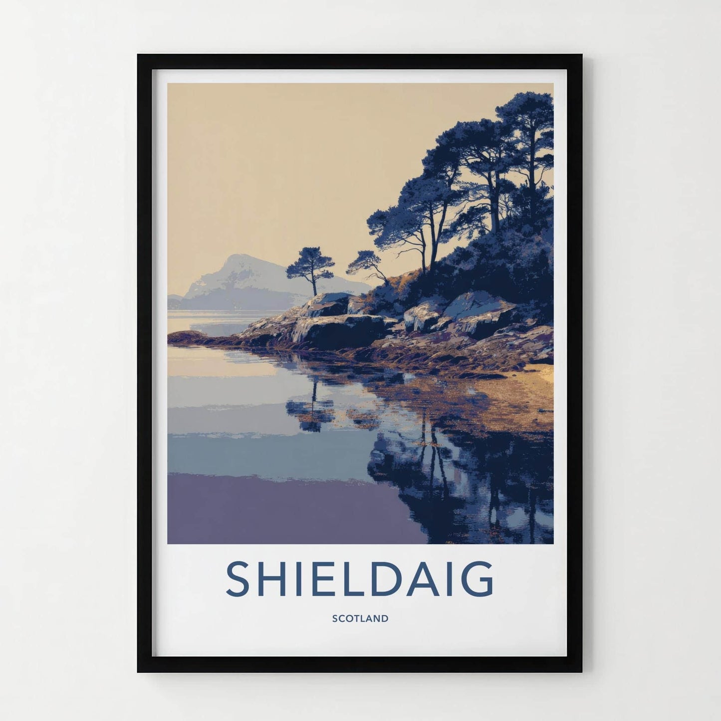 Shieldaig Poster - Scotland Travel Art - Coastal Pine Reflections Home Decor