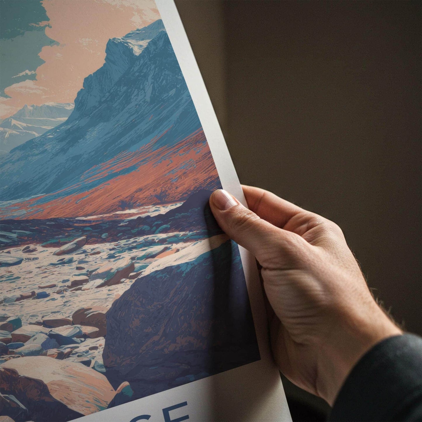 Shigatse Poster - Tibet Travel Art - Mountain River Valley Home Decor