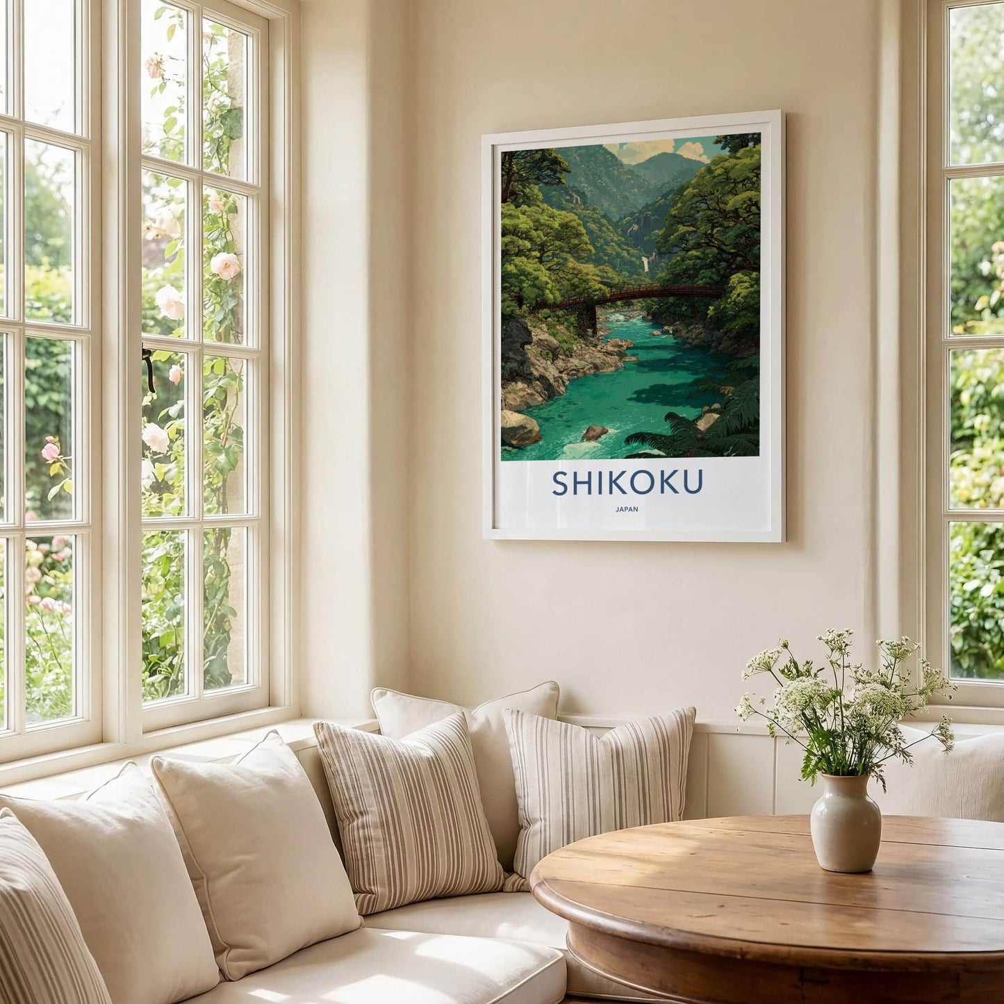 Shikoku Poster - Japan Framed Print - Green Valley Bridge Framed Decor
