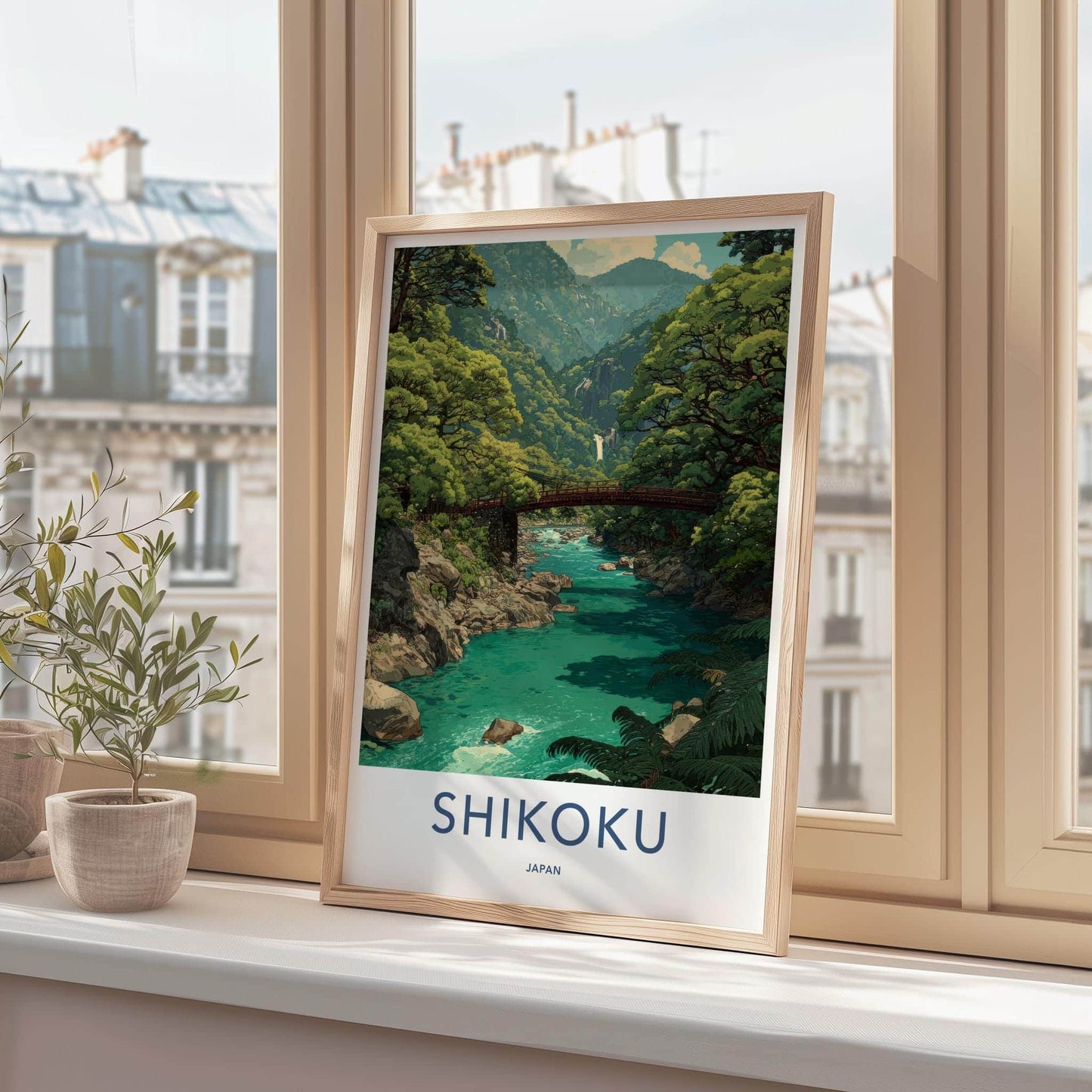 Shikoku Poster - Japan Framed Print - Green Valley Bridge Framed Decor