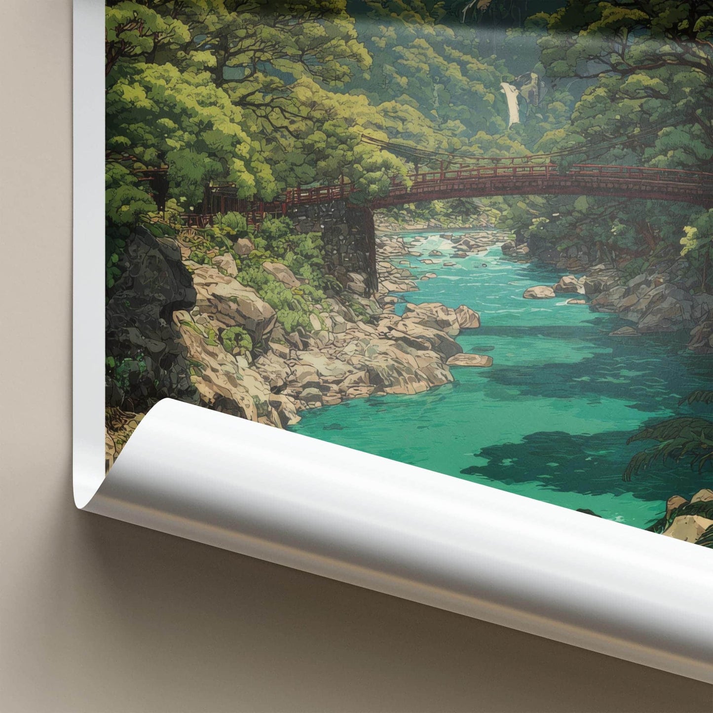 Shikoku Poster - Japan Framed Print - Green Valley Bridge Framed Decor