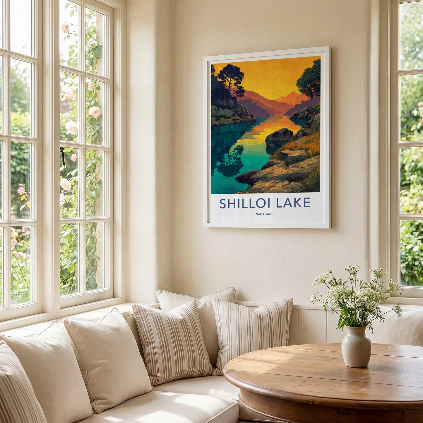 Shilloi Lake Poster - India Travel Art - Nagaland Golden Mountain Lake Home Decor