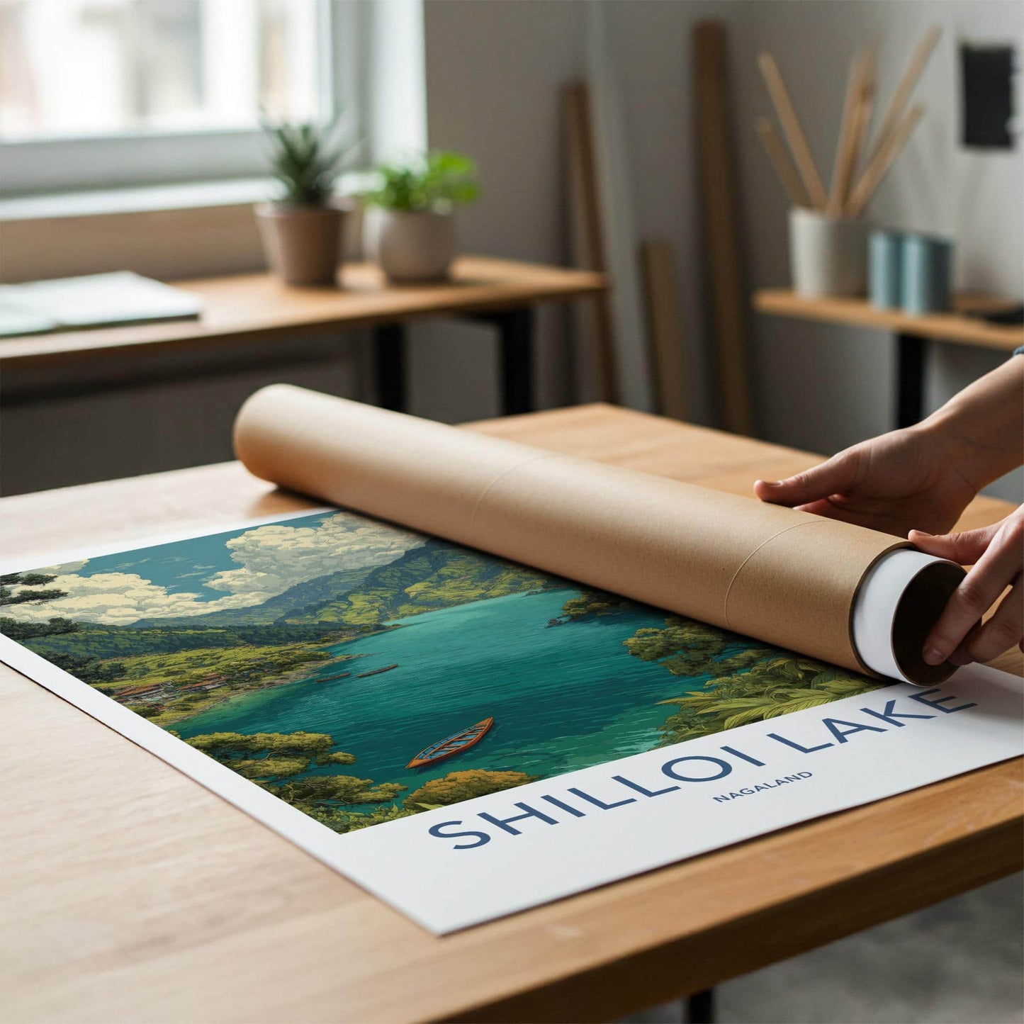 Shilloi Lake Poster - India Travel Art - Nagaland Mountain Lake Home Decor